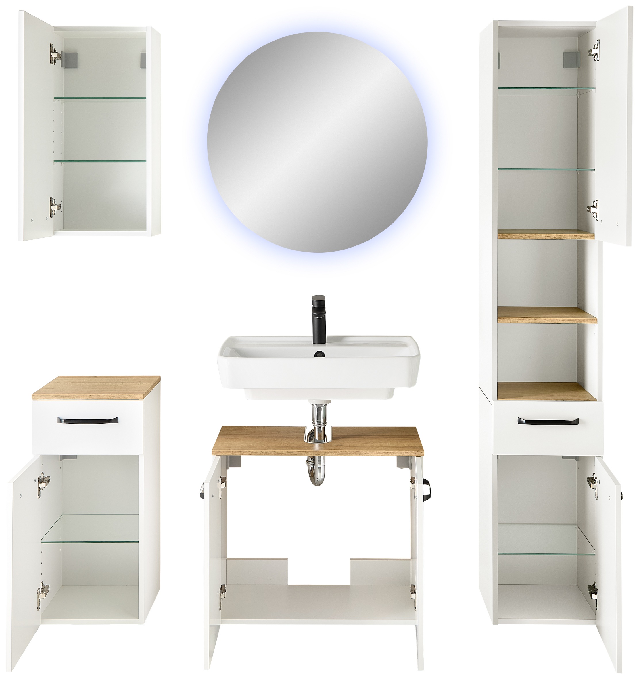 Saphir Badmöbel-Set »Quickset 500, Waschbeckenunterschrank mit Spiegel« 5 Stk. tlg.