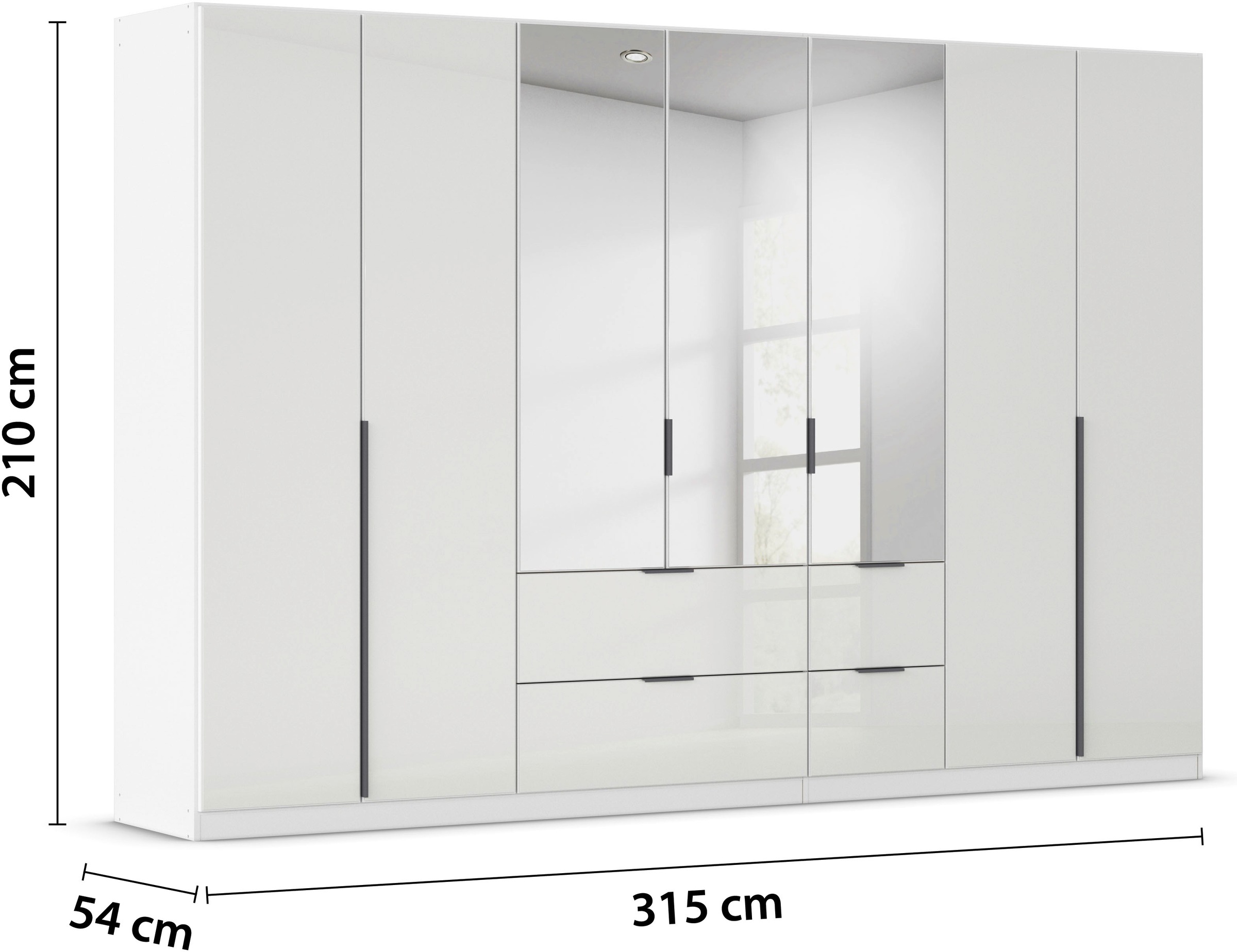 rauch Drehtürenschrank »Kleiderschrank Kleiderschränke Schrank Garderobe AGORDO mit Glasfront«, (in zwei Griff-Farben mit Glasfront), mit Außenschubkästen, in 6 Breiten und 2 Höhen MADE IN GERMANY