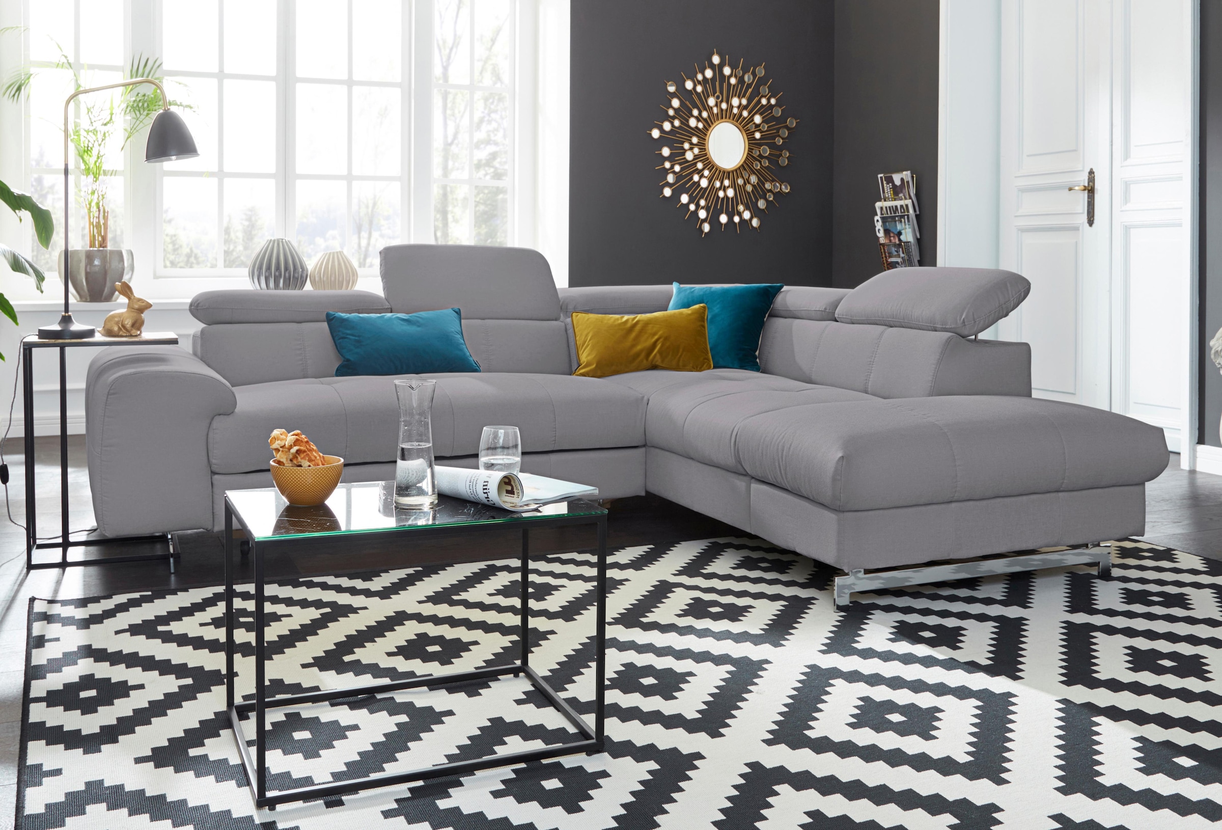 COTTA Ecksofa »Chef L-Form«, mit Kopfteilverstellung, wahlweise mit Bettfunktion & Bettkasten
