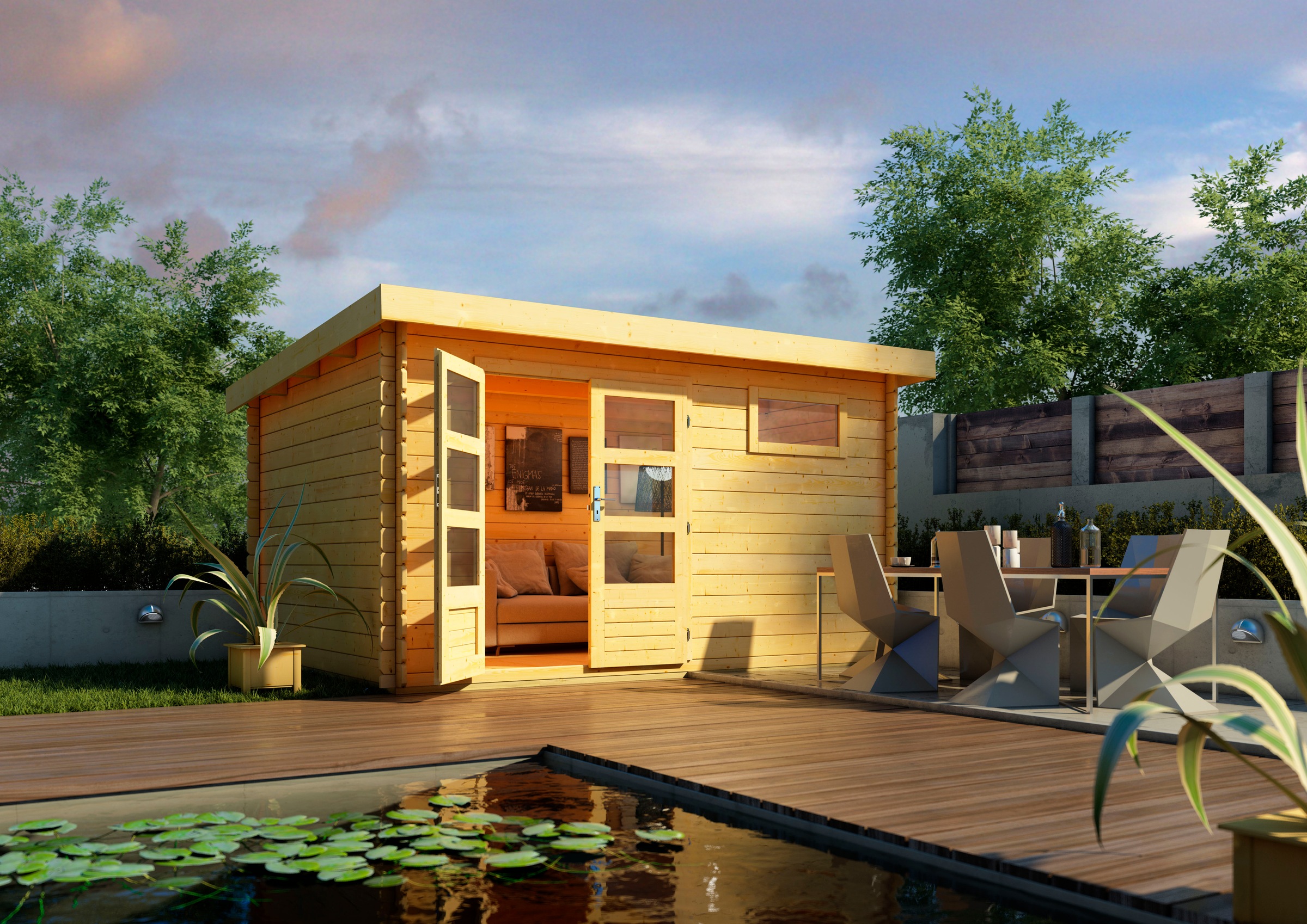 Karibu Gartenhaus »Schloßsee 8«, natur, anthrazit oder terragrau