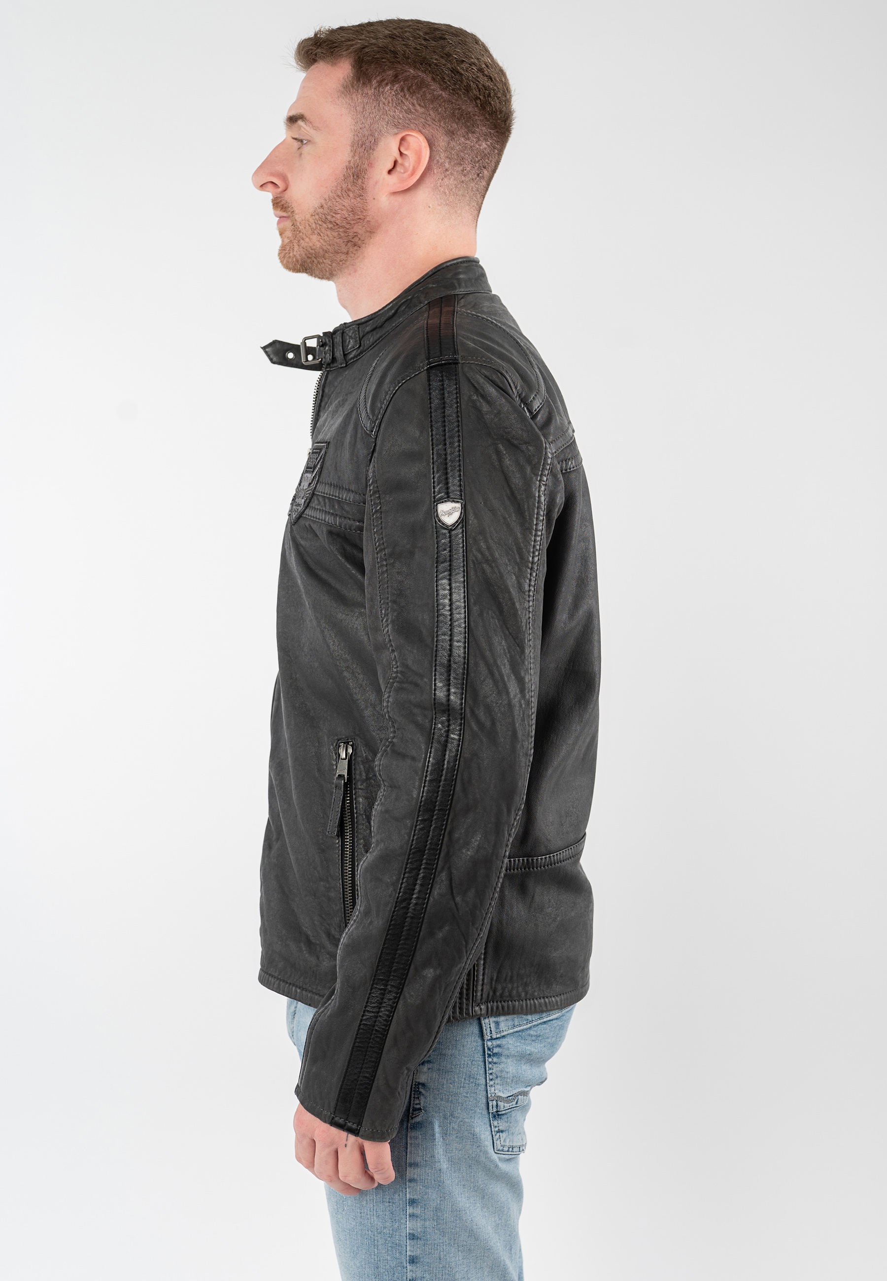 Mauritius Lederjacke »MMTorbu« mit Lederbadges im Racing-Stil