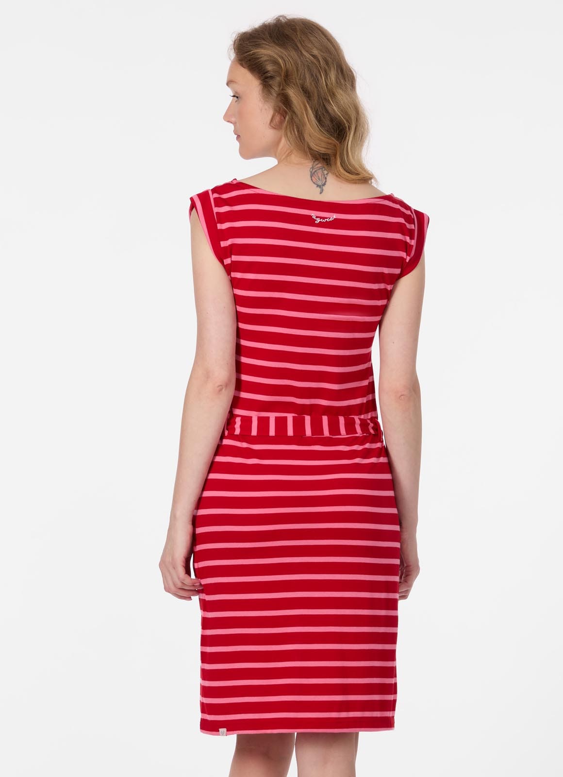 Ragwear Minikleid »TAGG STRIPES« 2 tlg. Eingrifftaschen Fließende Viskosemischung mit Streifen und Bindeband