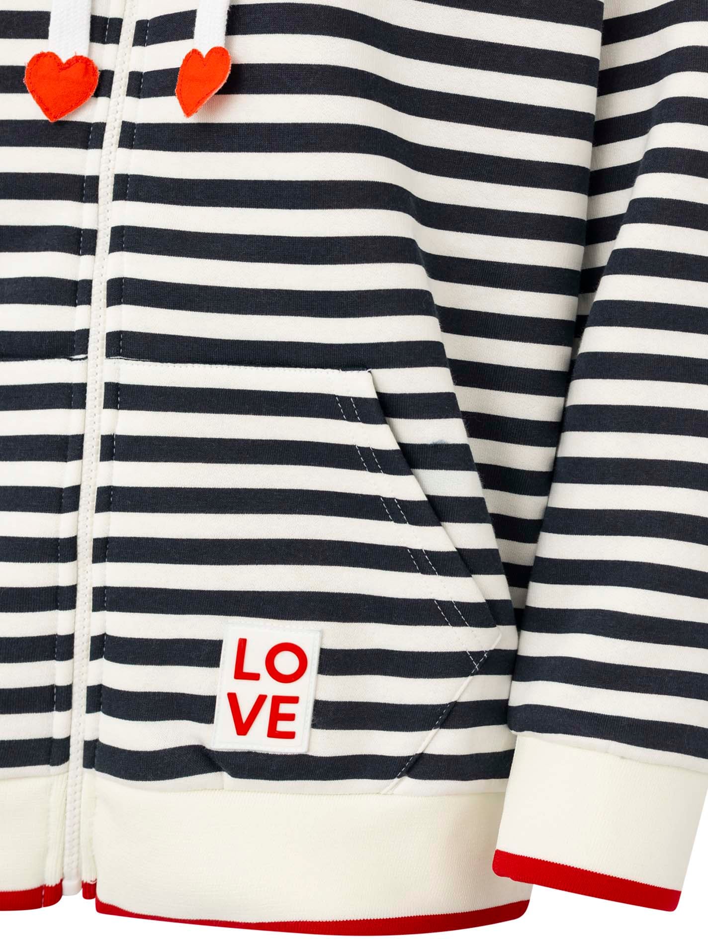 Zwillingsherz Kapuzensweatjacke »"Maritim"« gestreift, Kapuze mit Kordel und Herzen, Taschen, Zipper