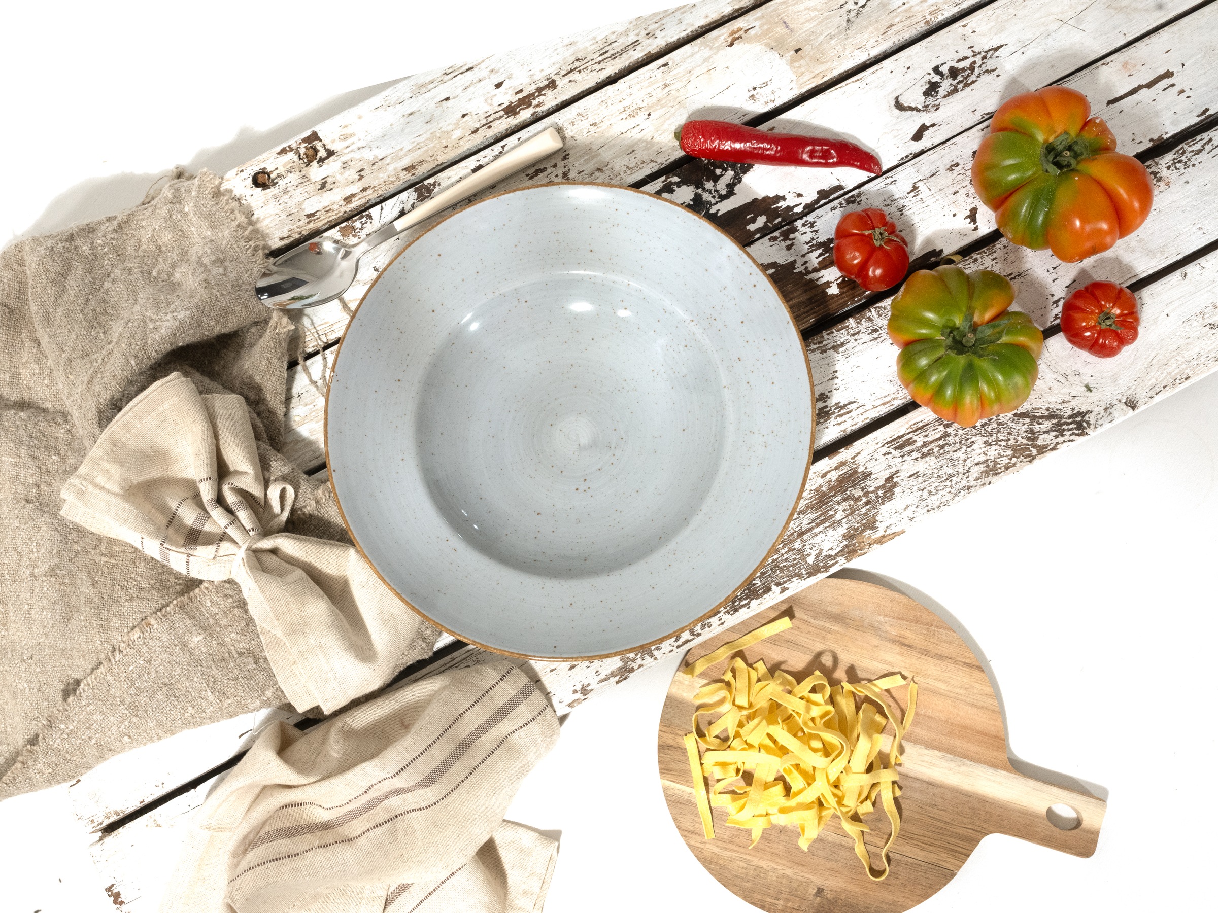 CreaTable Pastateller »Vintage Nature, Pastateller 27 cm 4-tlg«, (Set, 4 St.), Handgemalt, Gesprenkelt, Rustikales Außenband