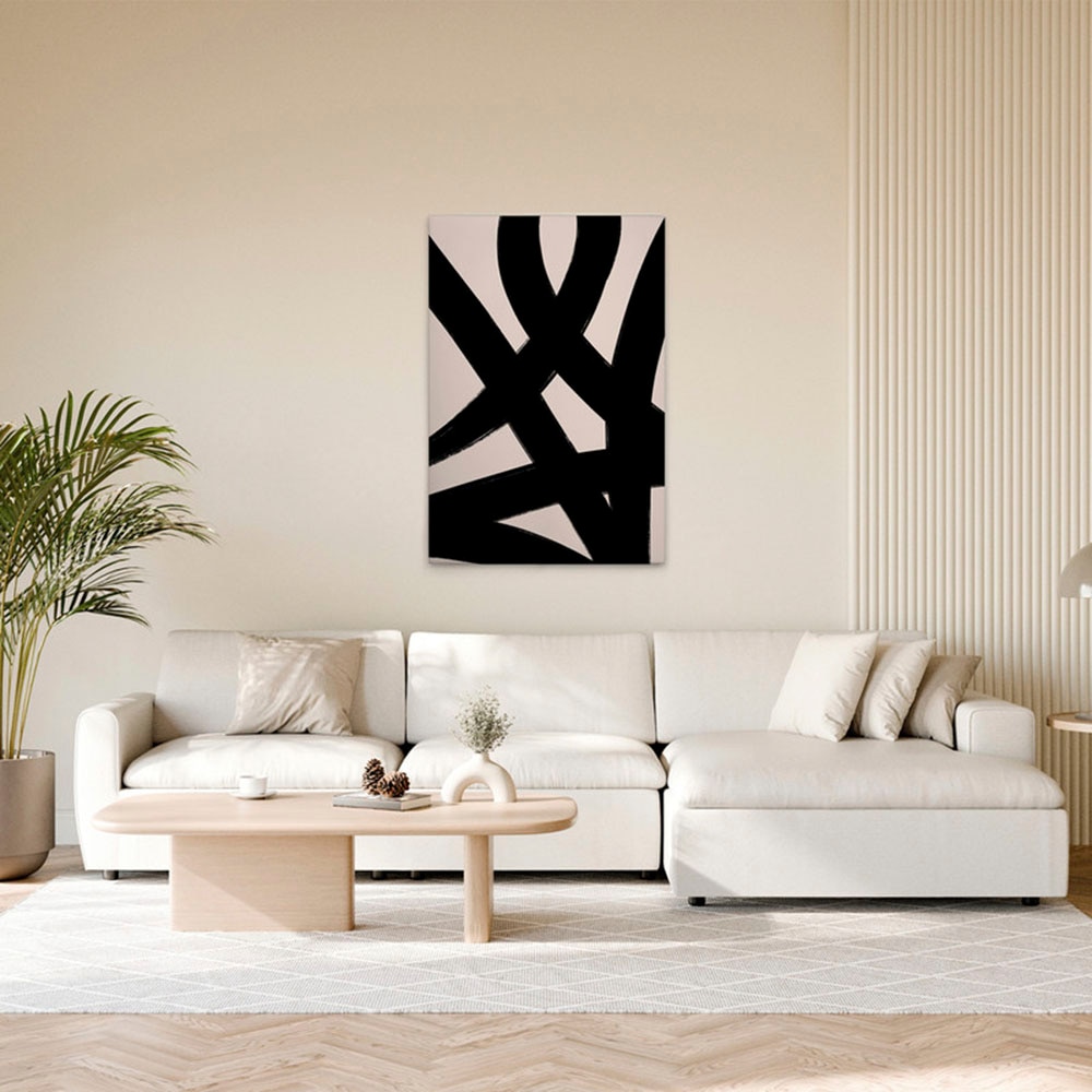 A.S. Création Leinwandbild »Brushstroke 2 - Wandbild Creme Schwarz Keilrahm günstig online kaufen