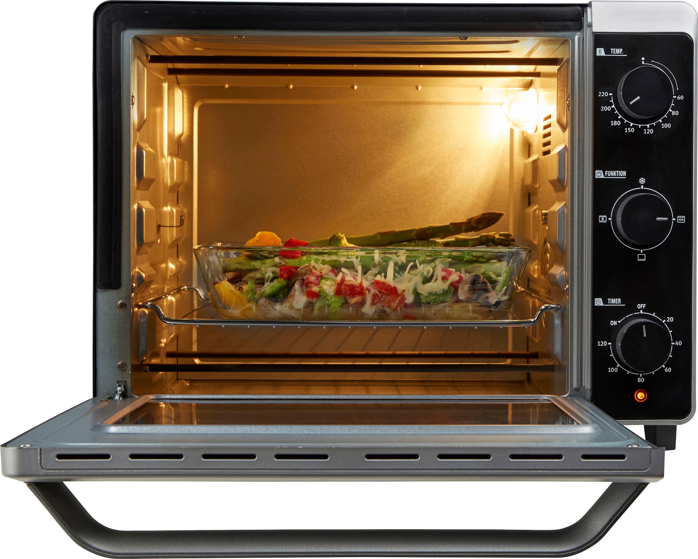 Hanseatic Minibackofen »17194935, 30 L Volumen, 1600 W«, Grillrost, Fettpfanne, Drehspieß, Testnote "GUT", Zeitschaltuhr