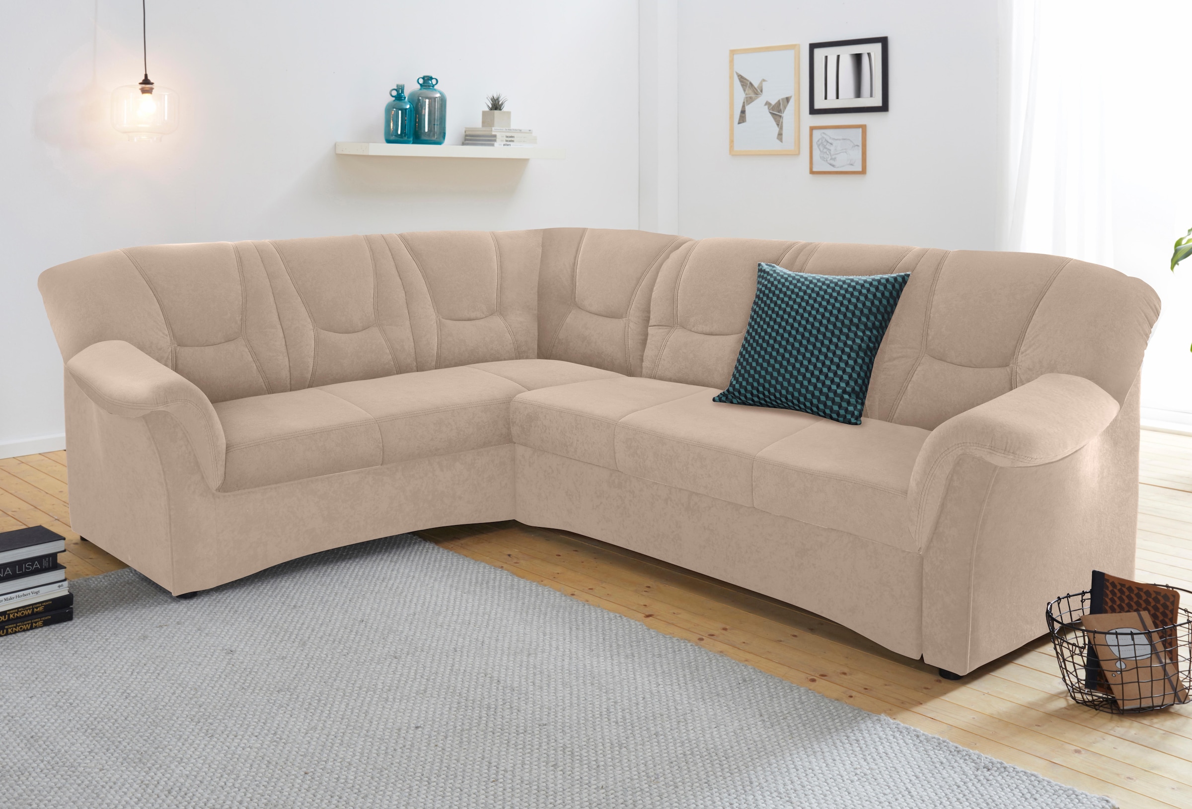 DOMO collection Ecksofa »Sarafina zeitlos und komfortabel, optional mit Federkern, L-Form« wahlweise mit Bettfunktion