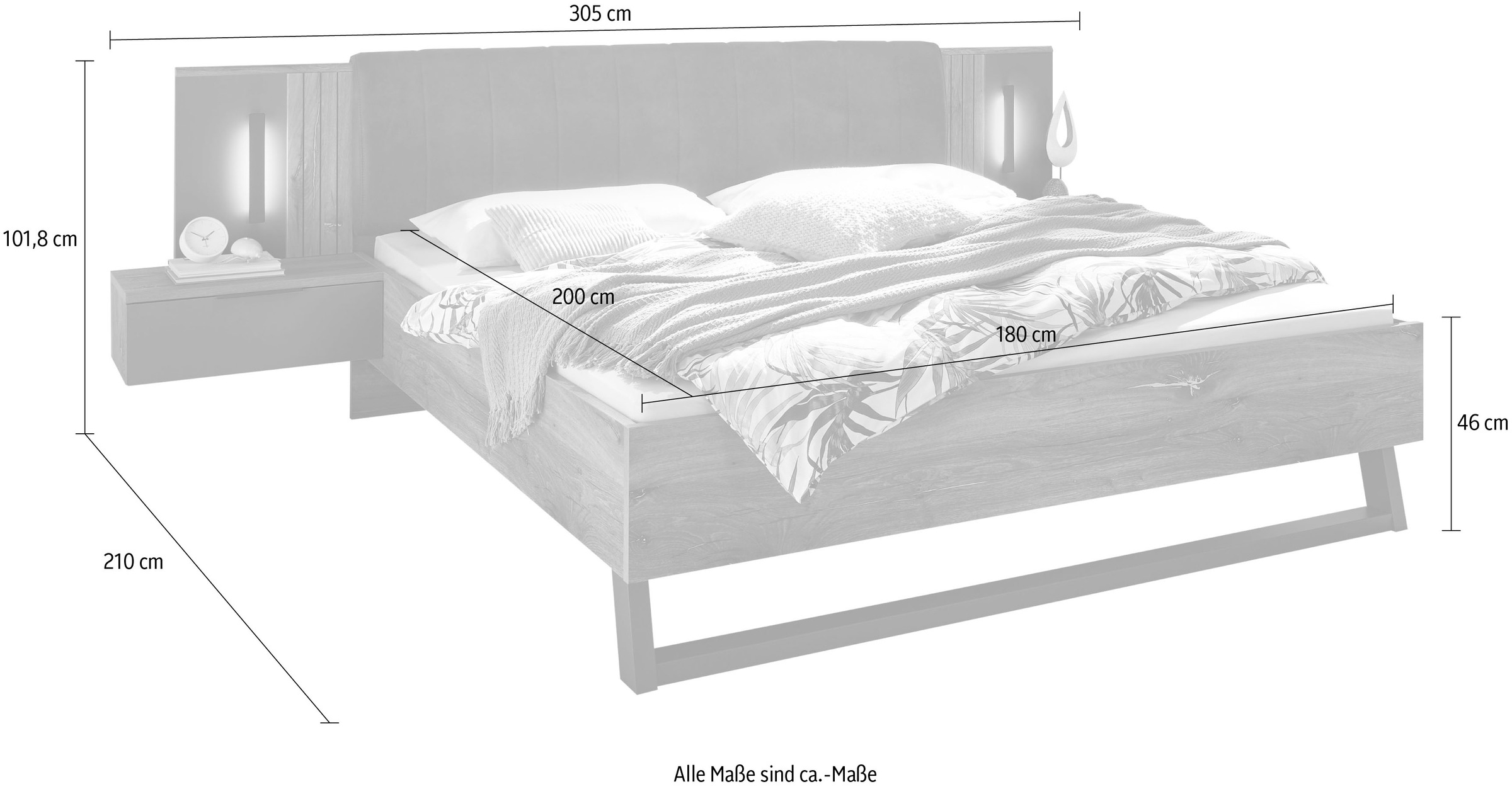 11. Bild von Schlafkontor Bettgestell »Jump«, Bett inkl. 2 Nachtkommoden und Beleuchtung