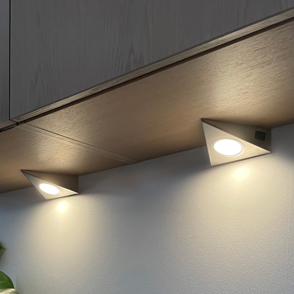 Loevschall LED Unterbauleuchte »Emerald 3-kit, LED Unterbauleuchte, Deckenleuchte für die Küche«, Einbauleuchten Weiß 2W, Dreieckig LED Lampe, Modern Küchenbeleuchtung