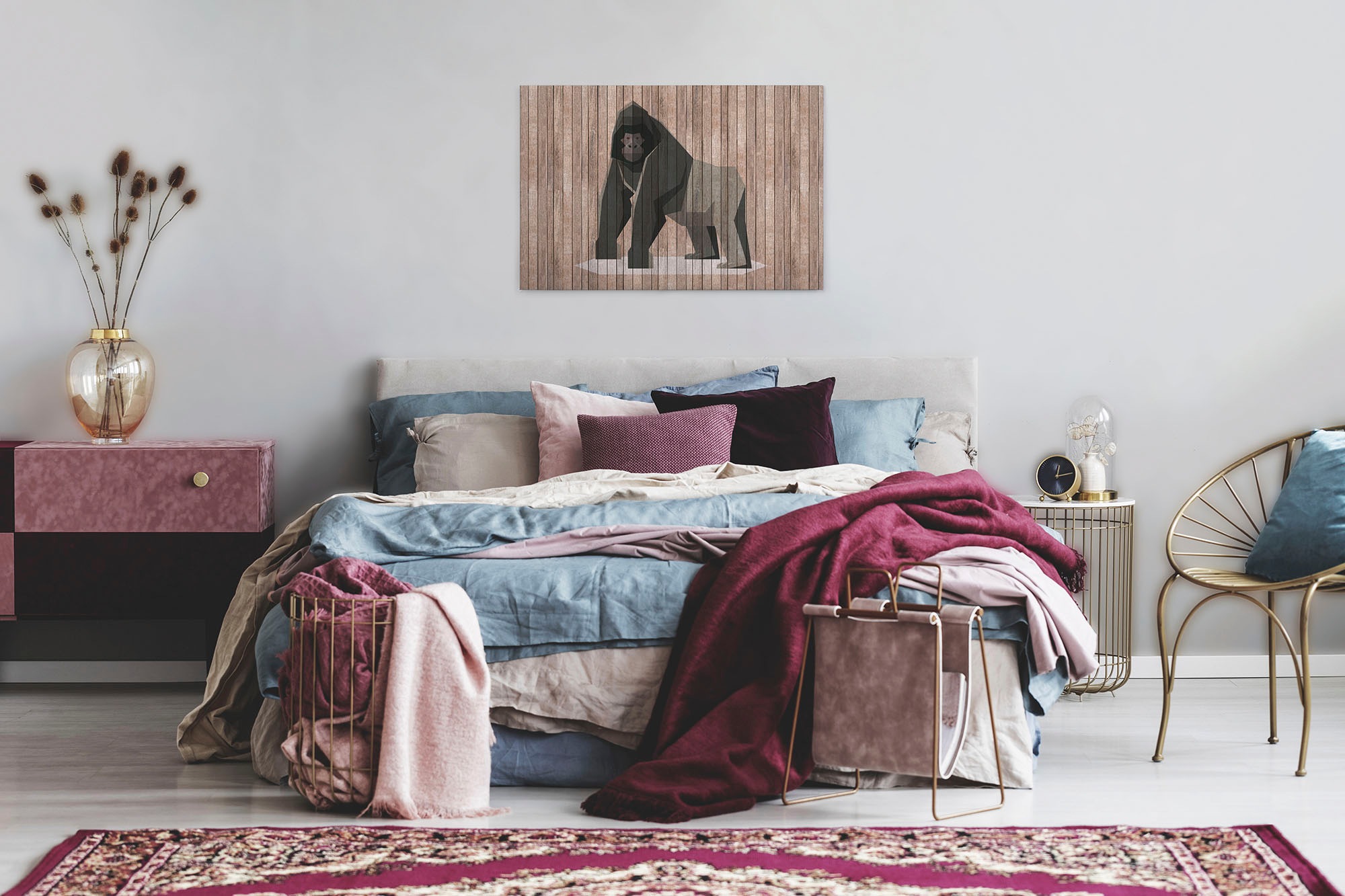 A.S. Création Leinwandbild »born to be wild 3«, Kunst-Tiere-Kinder, (1 St.), Keilrahmen Holzoptik Gorilla Tiere Leinwand-Bild Wohnzimmer modern