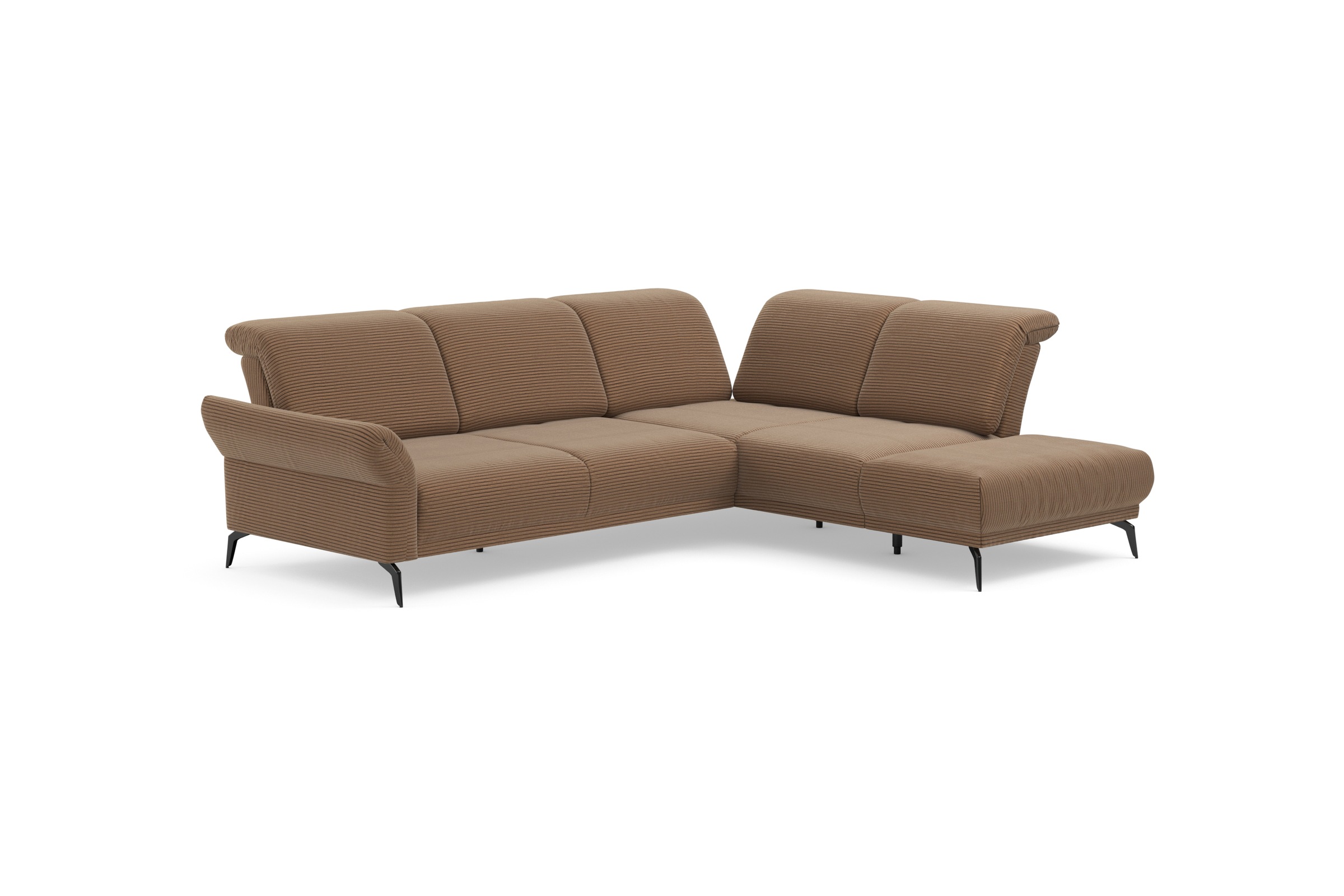 INOSIGN Ecksofa »Coco L-Form«, Sitztiefen-, Arm- und Kopfteilverstellung, Cord-Bezug, Fußhöhe 15 cm