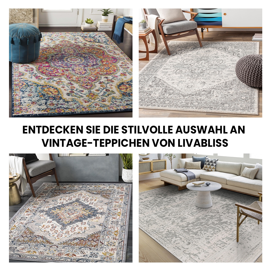 Livabliss Teppich »KOTA« rechteckig 9 mm Höhe Vintage Orientteppich, Kurzflor Boho Wohnzimmerteppich, Läufer