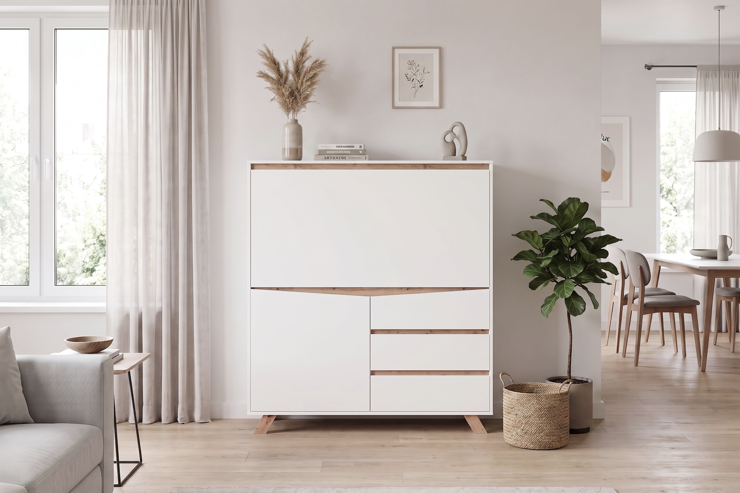OTTO home Sekretär »Vaux« 1 Stk. tlg. Kaschmir / Artisan Eiche (Eiche-Optik), Klapptür, Stauraum, B: 120 cm