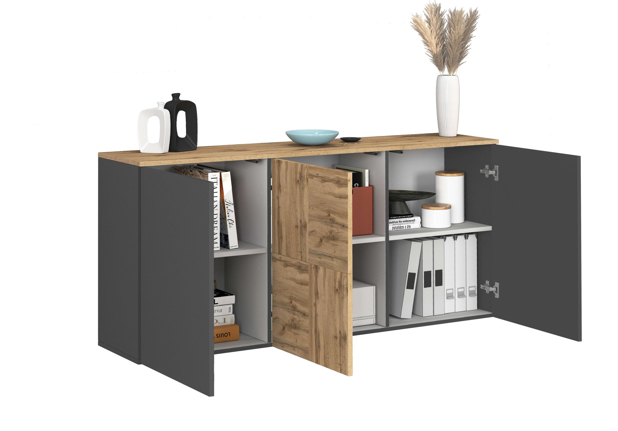 INOSIGN Sideboard »Sideboard ISEO, Kommode, Schrank, Kredenz« 1 Stk. tlg. stehend/hängend, 3 Türen, 6 Fächer, Breite 150 cm