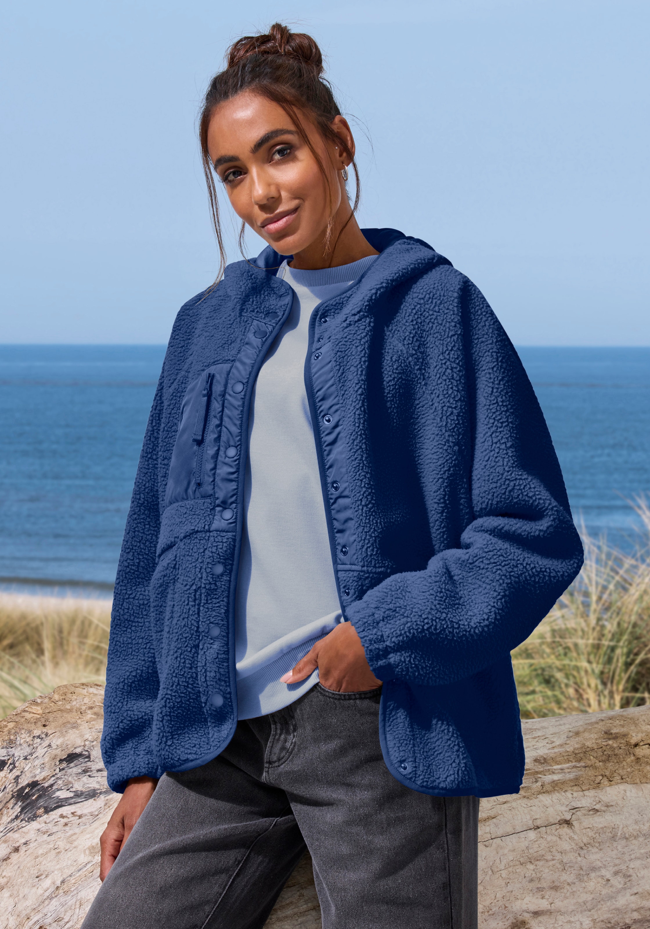 Vivance Active by Lascana Fleecejacke Oversized-Schnitt mit Fledermausärmeln