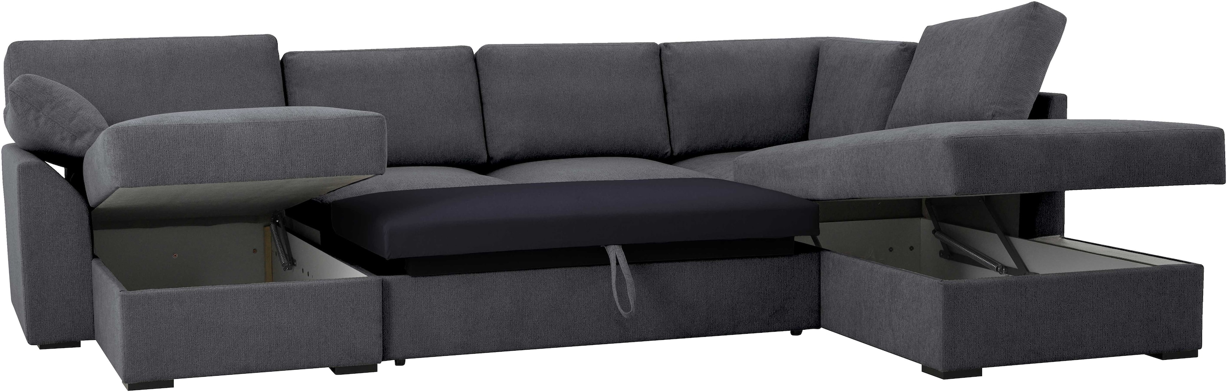 Home affaire Wohnlandschaft »Citry«, Breite 309 cm, Chenille, Bettfunktion, Bettkasten, U-Form