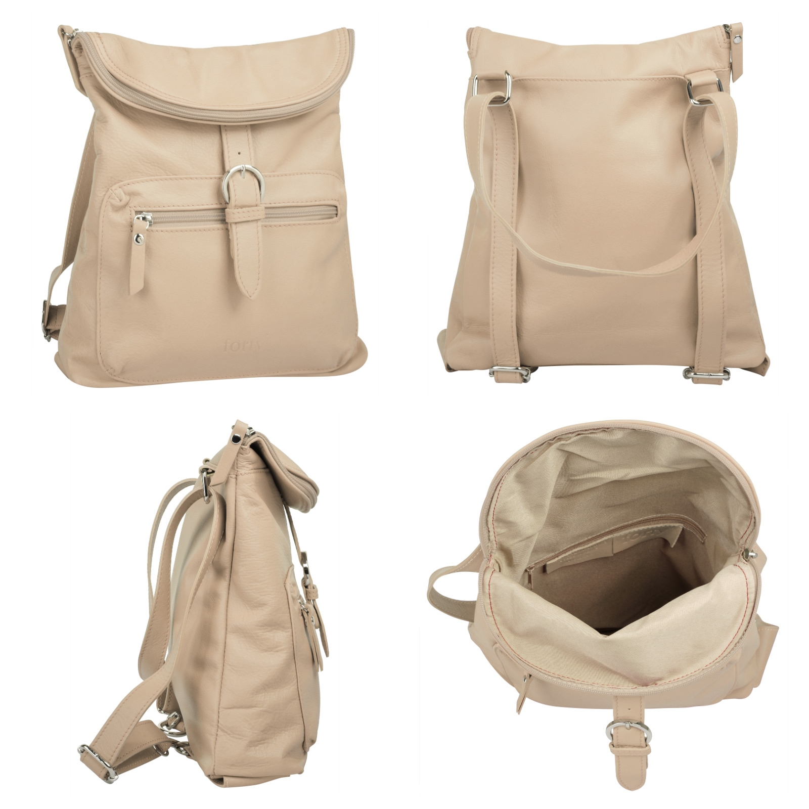 forty° Cityrucksack, echt Leder, Made in Italy