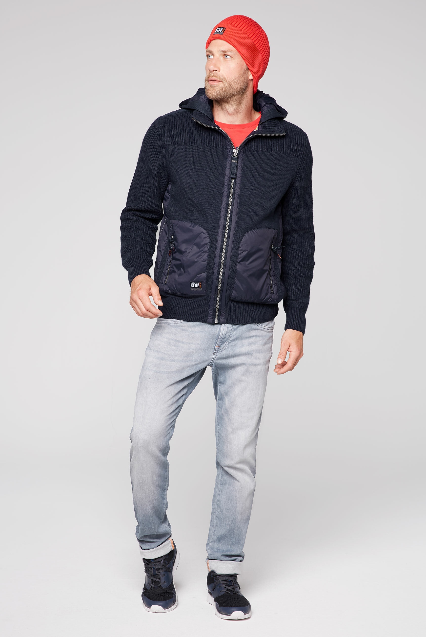 CAMP DAVID Kapuzenstrickjacke, mit abnehmbarer Kapuze