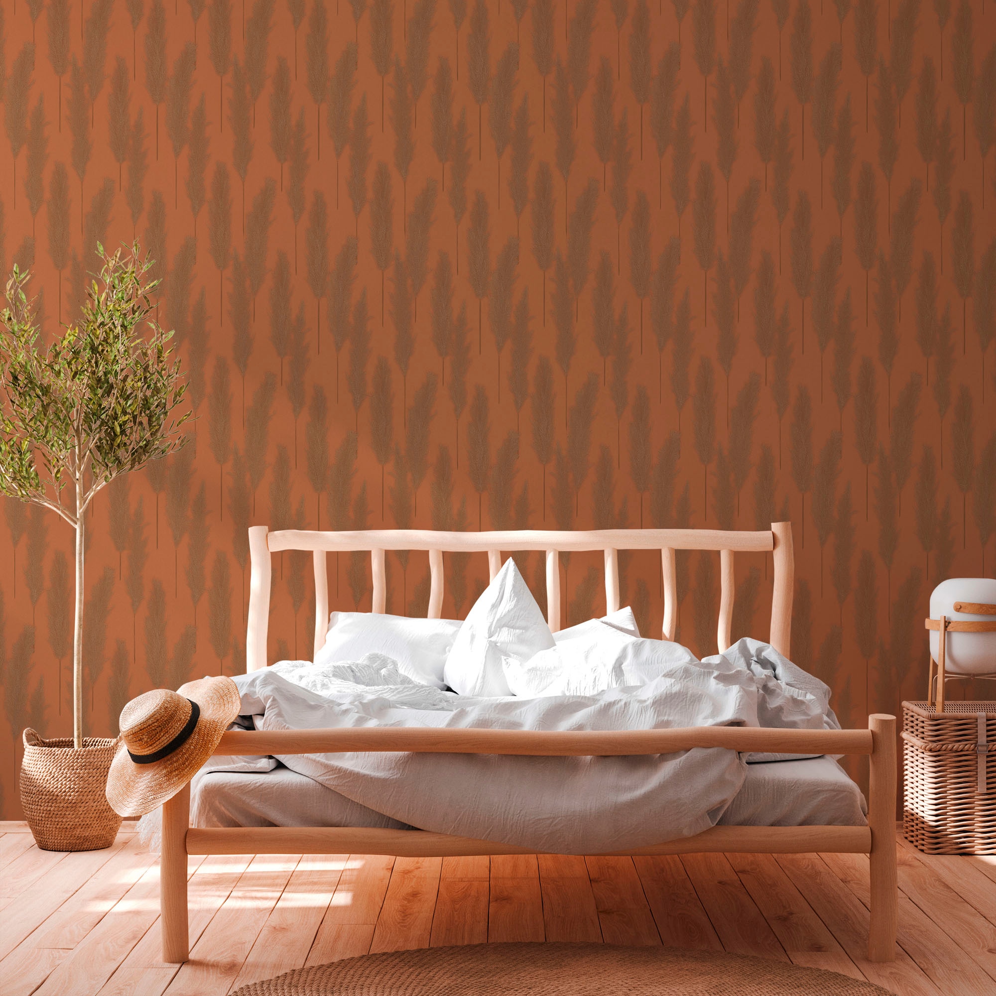 A.S. Création Vliestapete »Hygge«, floral-Motiv-gemustert, Tapete Schilfgras Tapete Pampasgras Tapeten Wohnzimmer Schlafzimmer