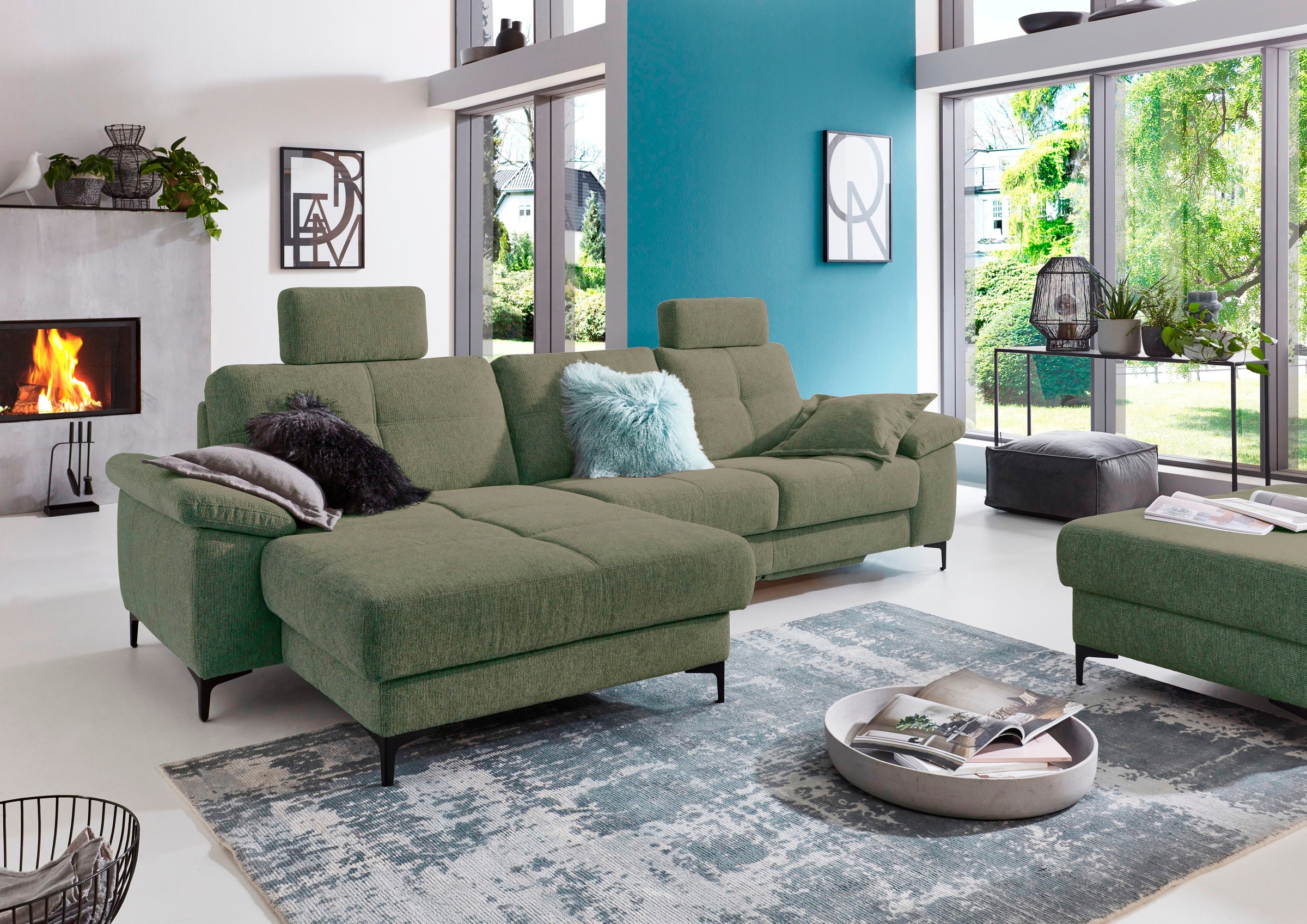 3C Carina Ecksofa »Burnaby bequem und modern, OTTOs Choice, L-Form«, 2 Kopfstützen, optional mit Schlaf- und motorischer Relaxfunktion