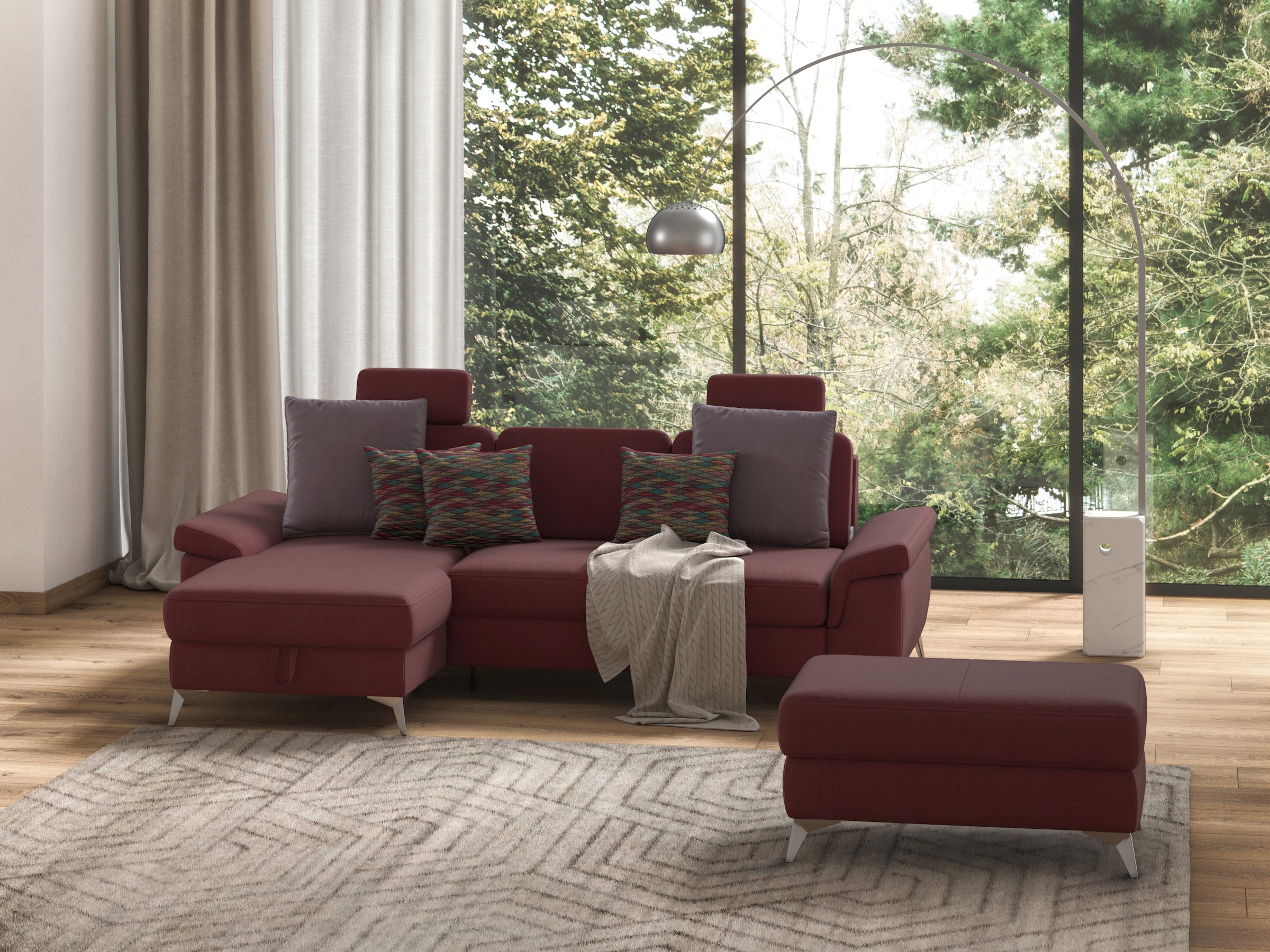 sit&more Ecksofa »Padua L-Form«, inklusive Sitztiefenverstellung, Armteilfu günstig online kaufen