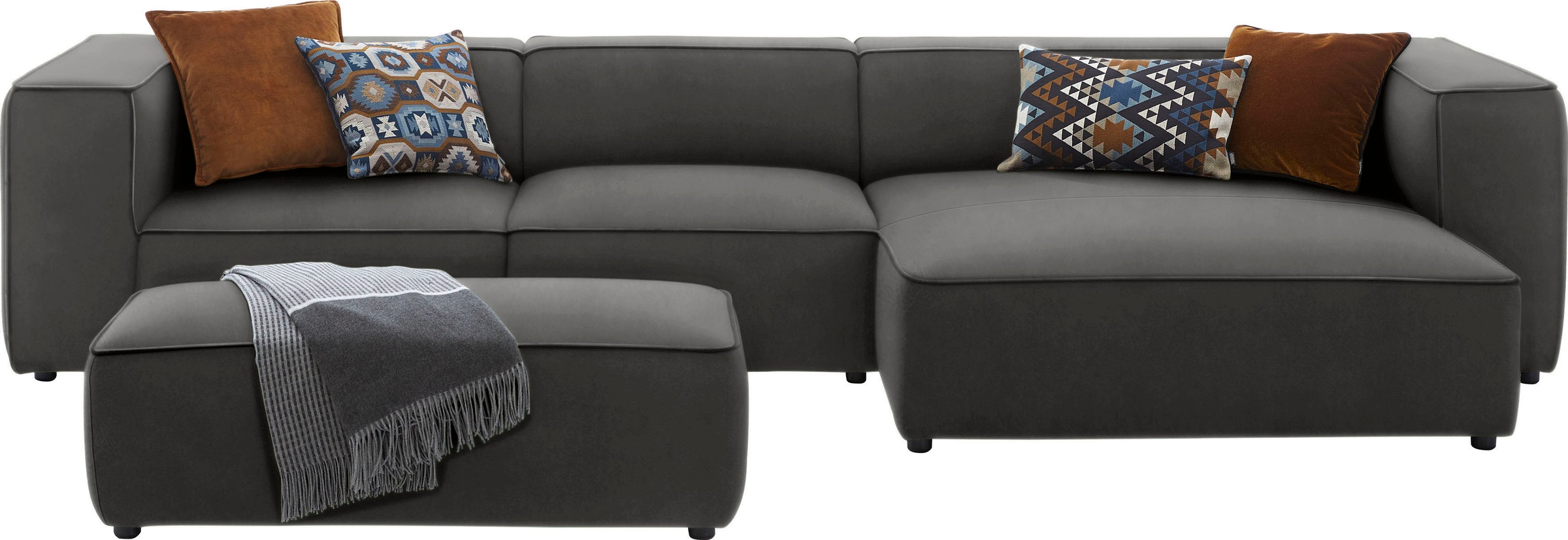 W.SCHILLIG Ecksofa »around-the-block«, mit eleganter Biese, mit Federkern, Breite 341 cm