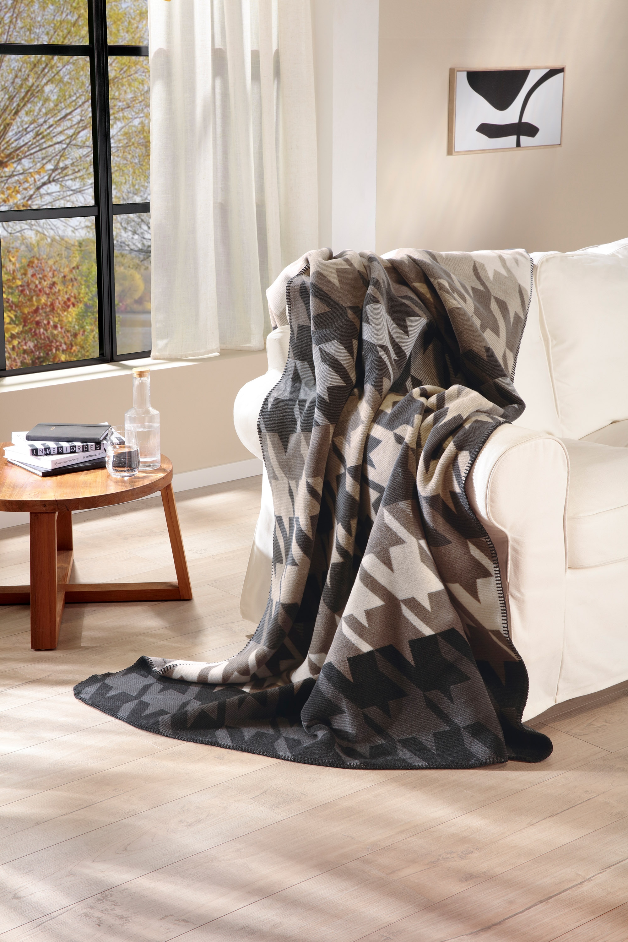 Biederlack Wohndecke »Heritage« moderne Streifen mit Hahnentritt