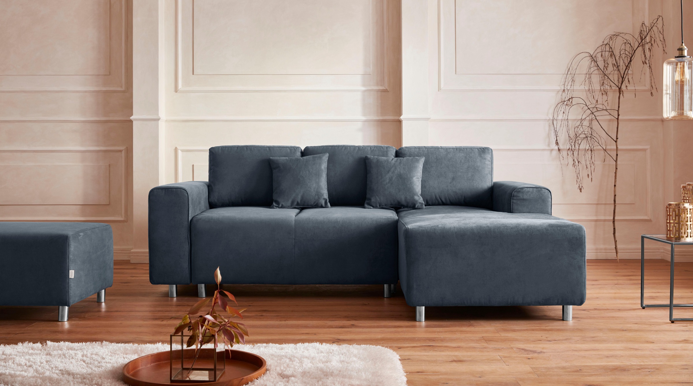 Home affaire Ecksofa »Györ«, L-Form, wahlweise mit Bettfunktion und Bettkasten incl. 2 Zierkissen