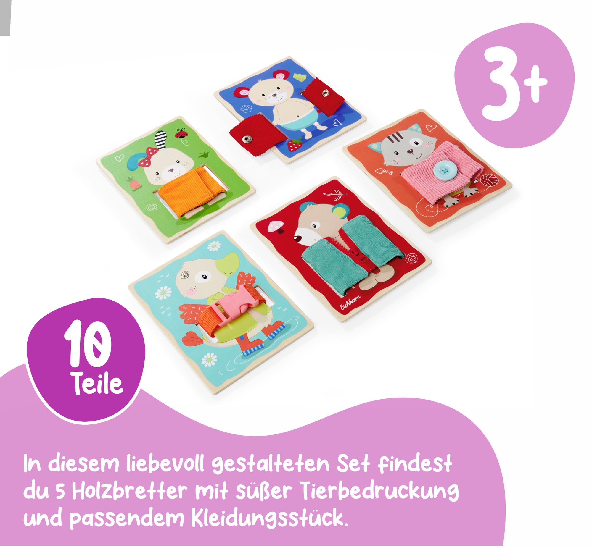 Eichhorn Lernspielzeug »Lernbretter Textil«, (Set, 4 St.)
