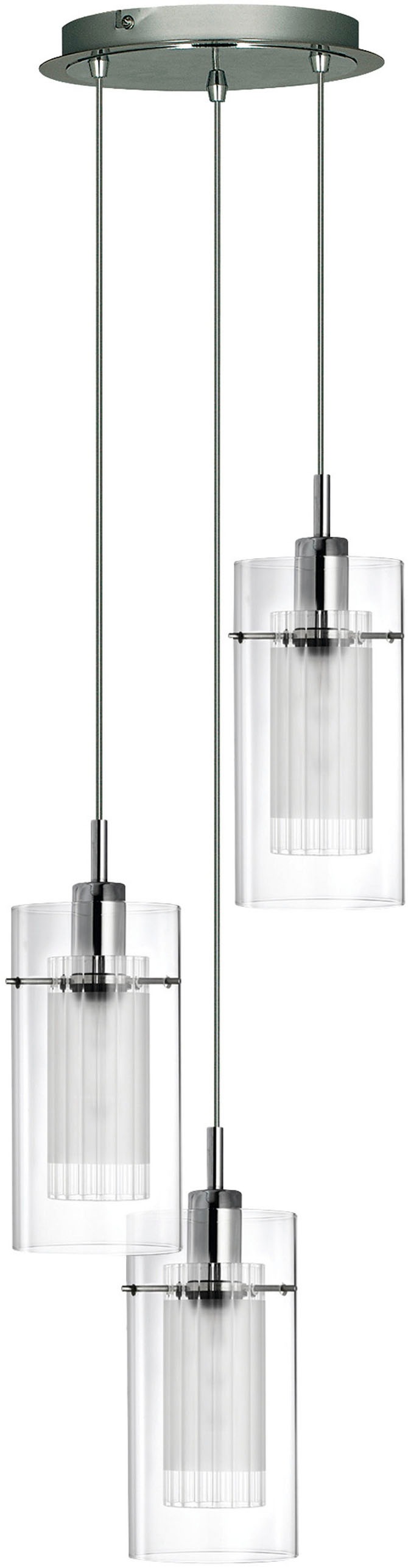 Searchlight Pendelleuchte »Duo I 3Lt Multi-Drop-Anhänger - Chrommetall & Glas« E14 1 Stk.