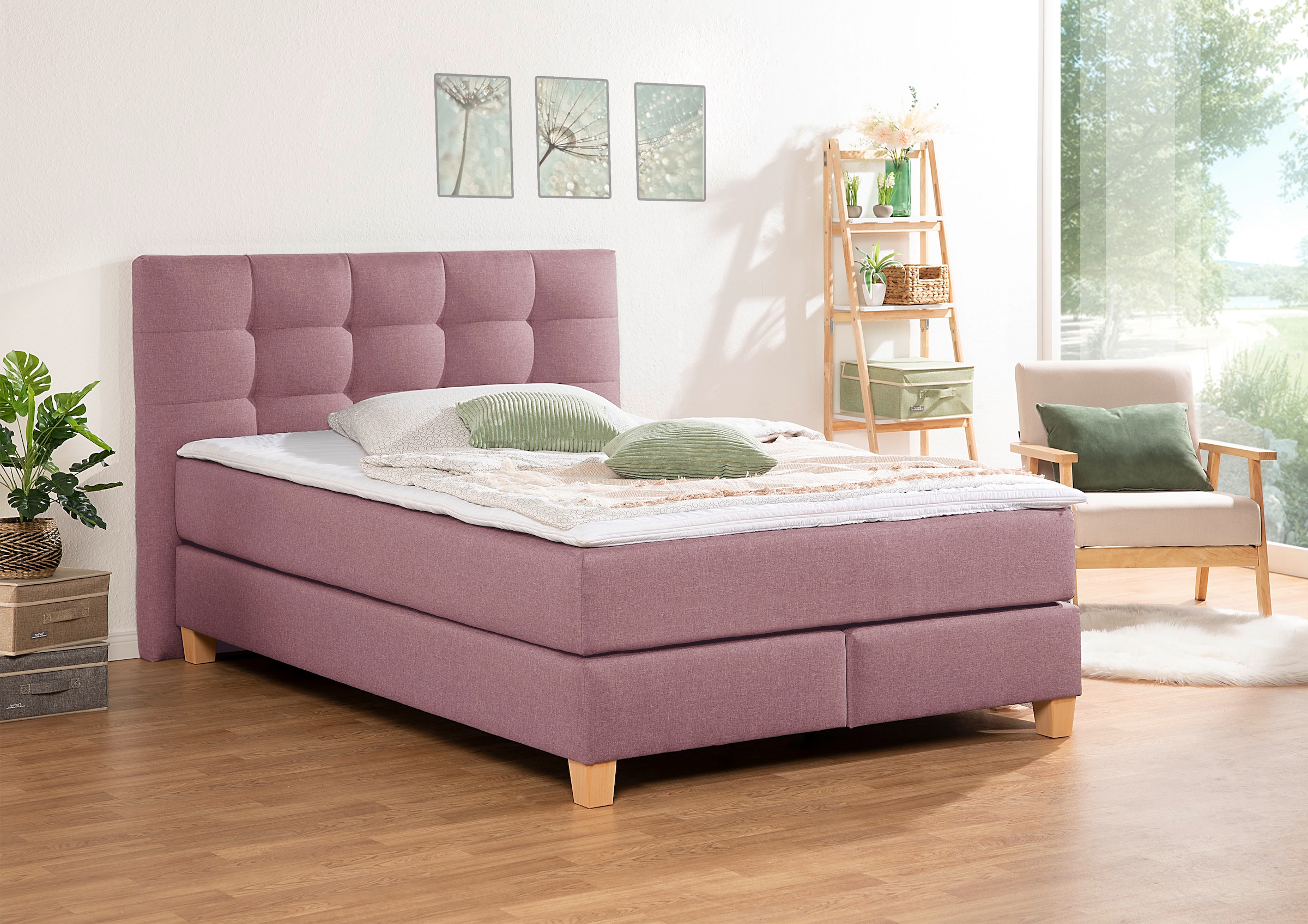 Home affaire Boxspringbett "Moulay", inkl. Topper, in Überlänge 220 cm, 3 H günstig online kaufen