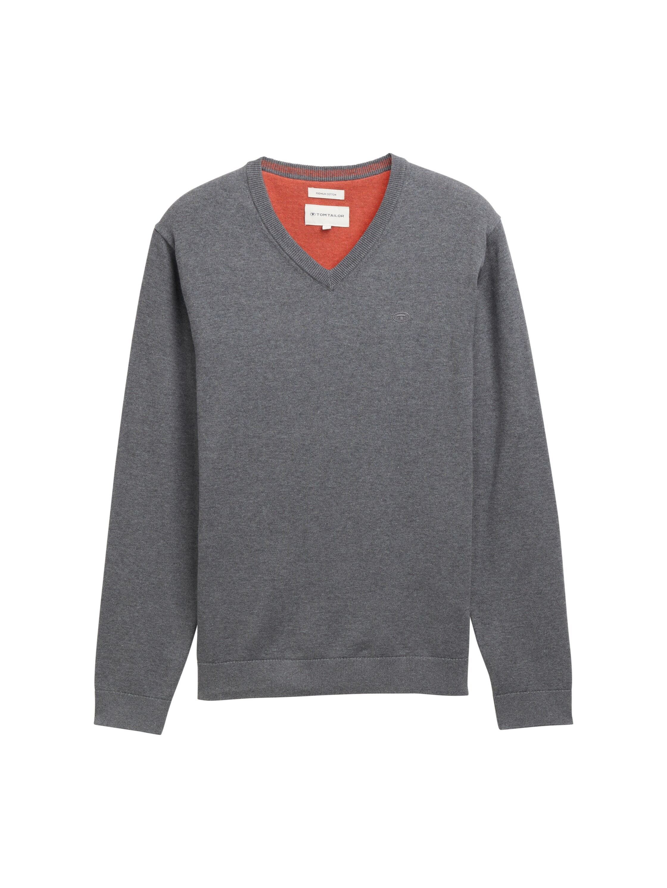 TOM TAILOR V-Ausschnitt-Pullover, mit kleiner Logo-Stickerei