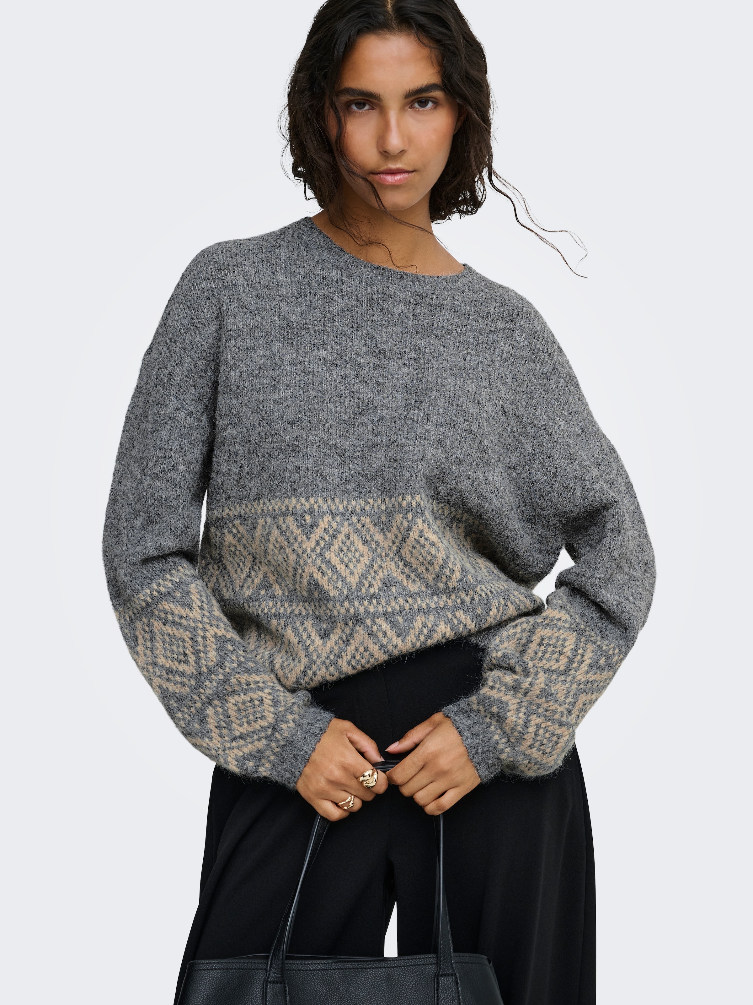 JDY Strickpullover »JDYDINA L/S ON FAROE ISLAND PULLOVE KNT« Materialmix