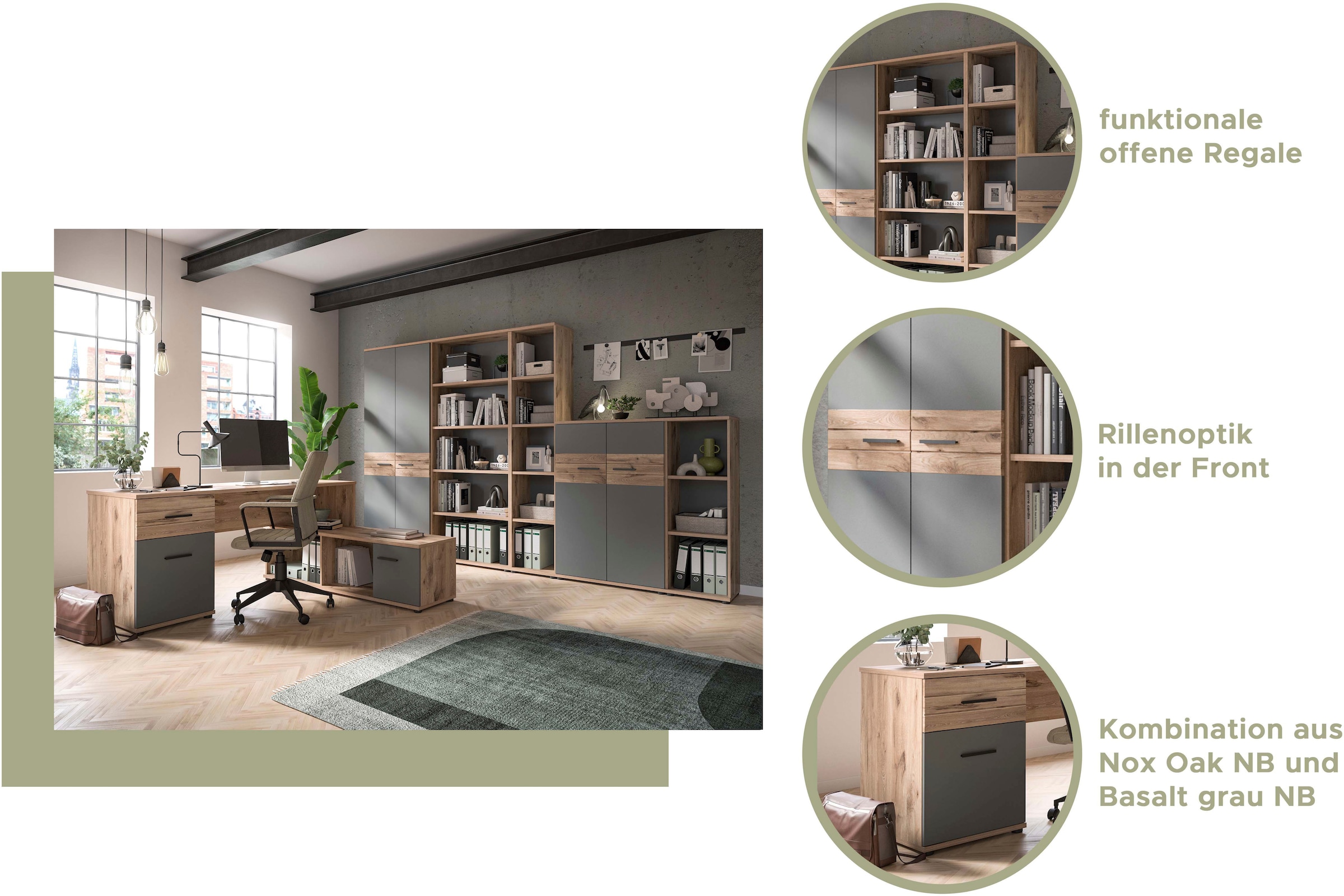 INOSIGN Aktenregal »Riga, Höhe 122 cm, 3 Fächer«, Regal, Büroregal, Büroschrank, Aktenschrank, Stauraumregal