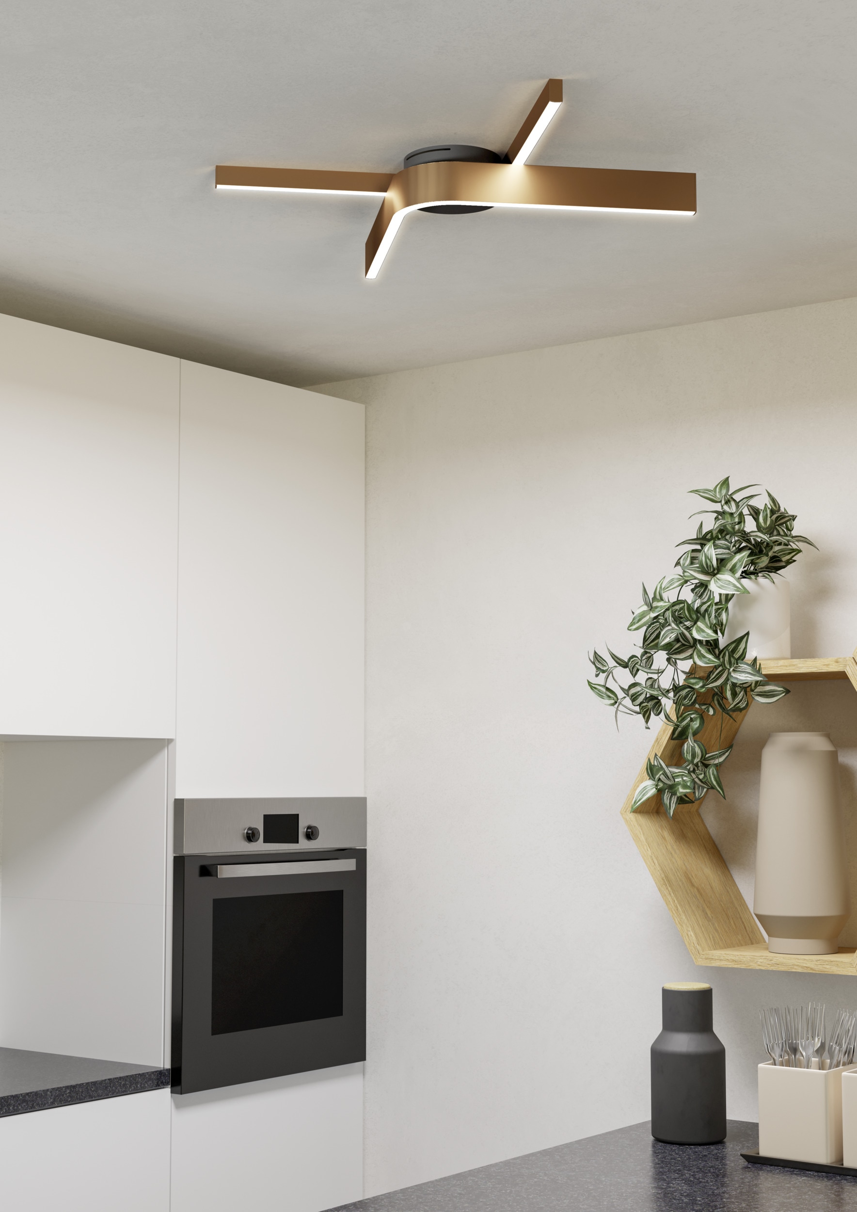 EGLO Deckenleuchte »FOLCINO-Z Deckenlampe - Alu, Stahl - LED - 2X18W - IP20« LED-Modul 1 Stk. Kaltweiß | Neutralweiß | RGB | Warmweiß Wohzimmerlampe, Esszimmerlampe, Flur, Schlafzimmer, L64 x B40 x H14 cm