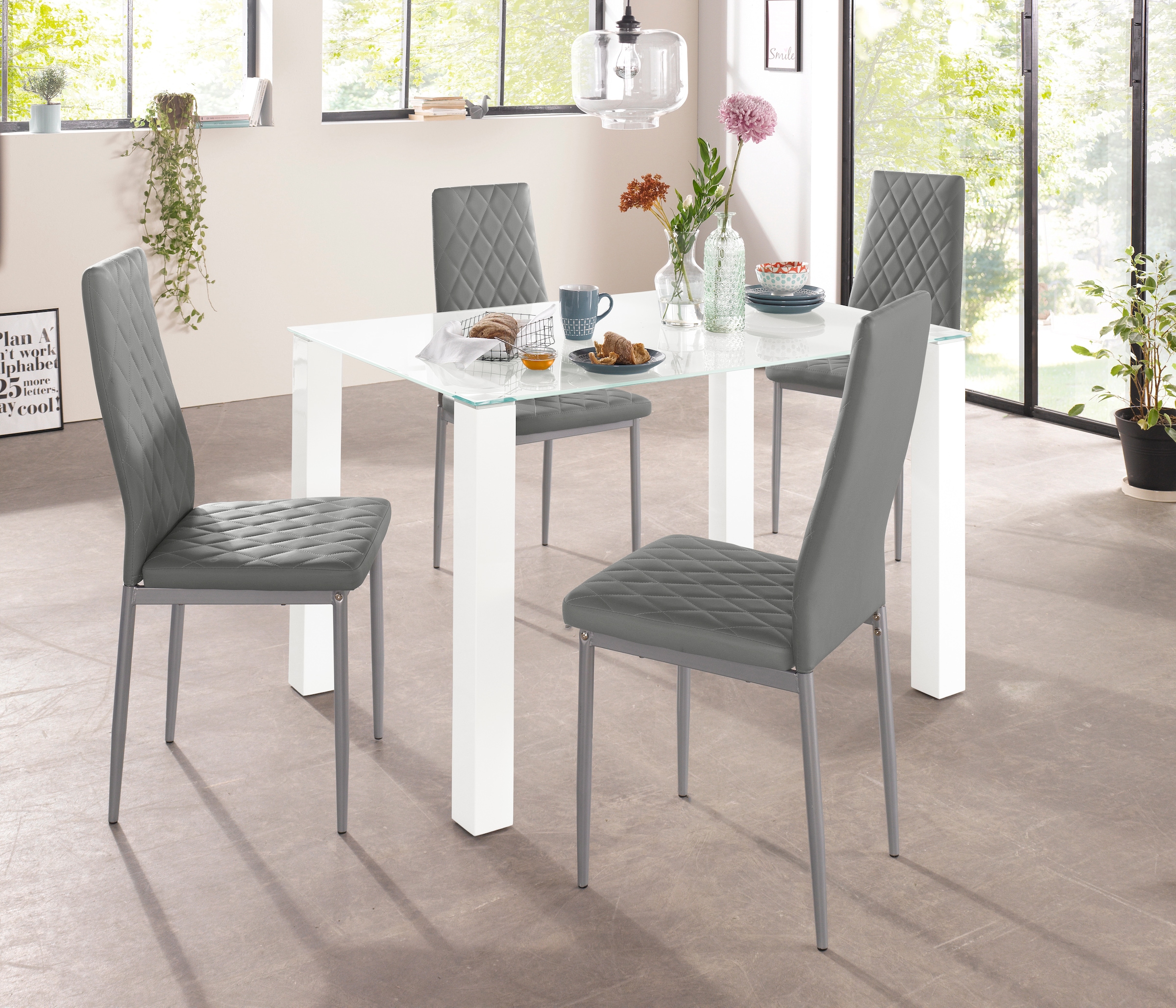 INOSIGN Essgruppe Set, 5 Stk. tlg. 160 cm breiter Glastisch, verschiedene F günstig online kaufen