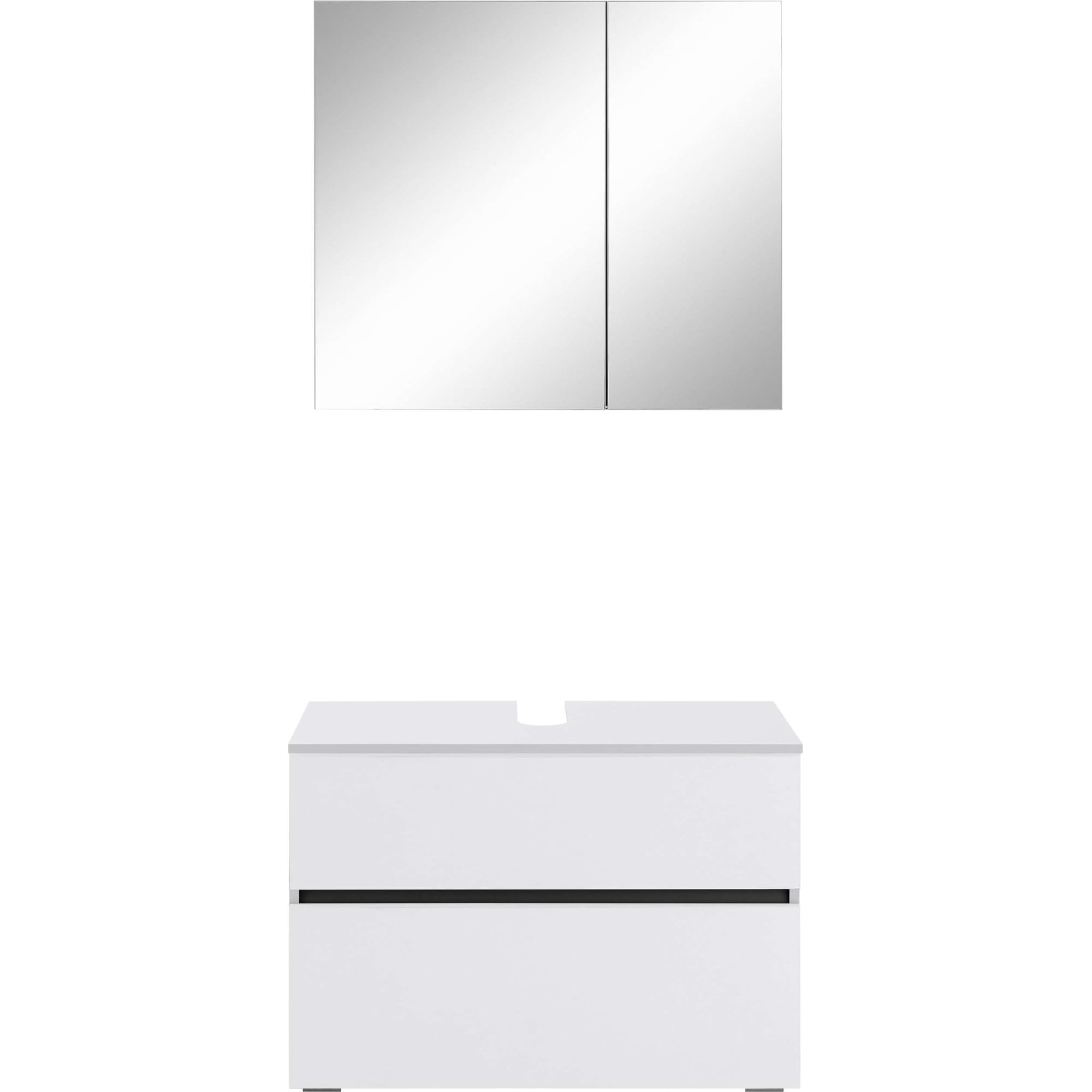 Home affaire Badmöbel-Set »Wisla«, (Set, 2 St.), Spiegelschrank, WBU mit Siphonausschnitt u. Push-to-open, Breite 80 cm