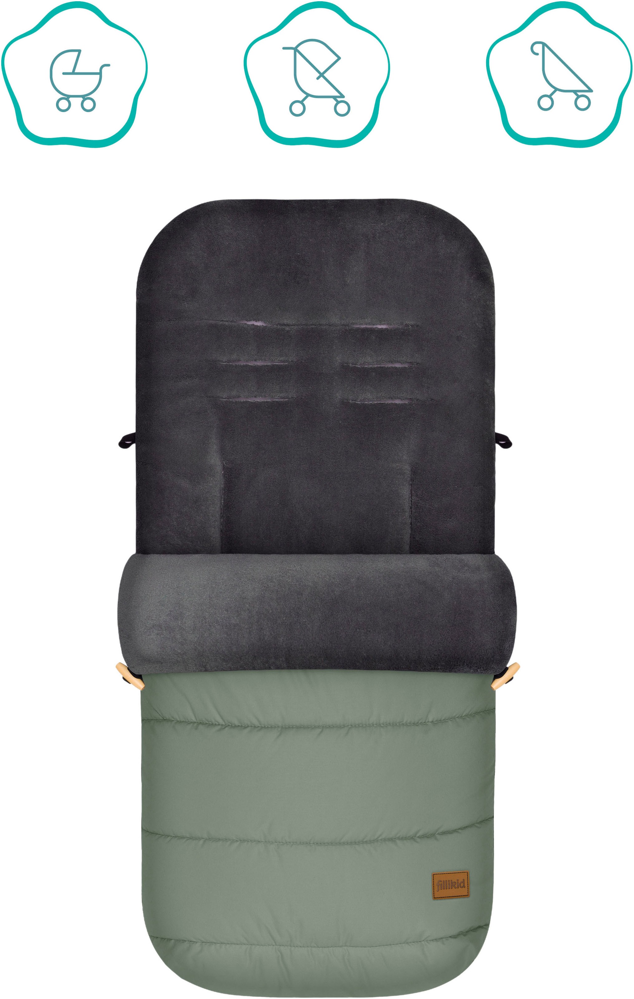 Fillikid Fußsack »Lanin Polyester Winterfußsack, salbei«