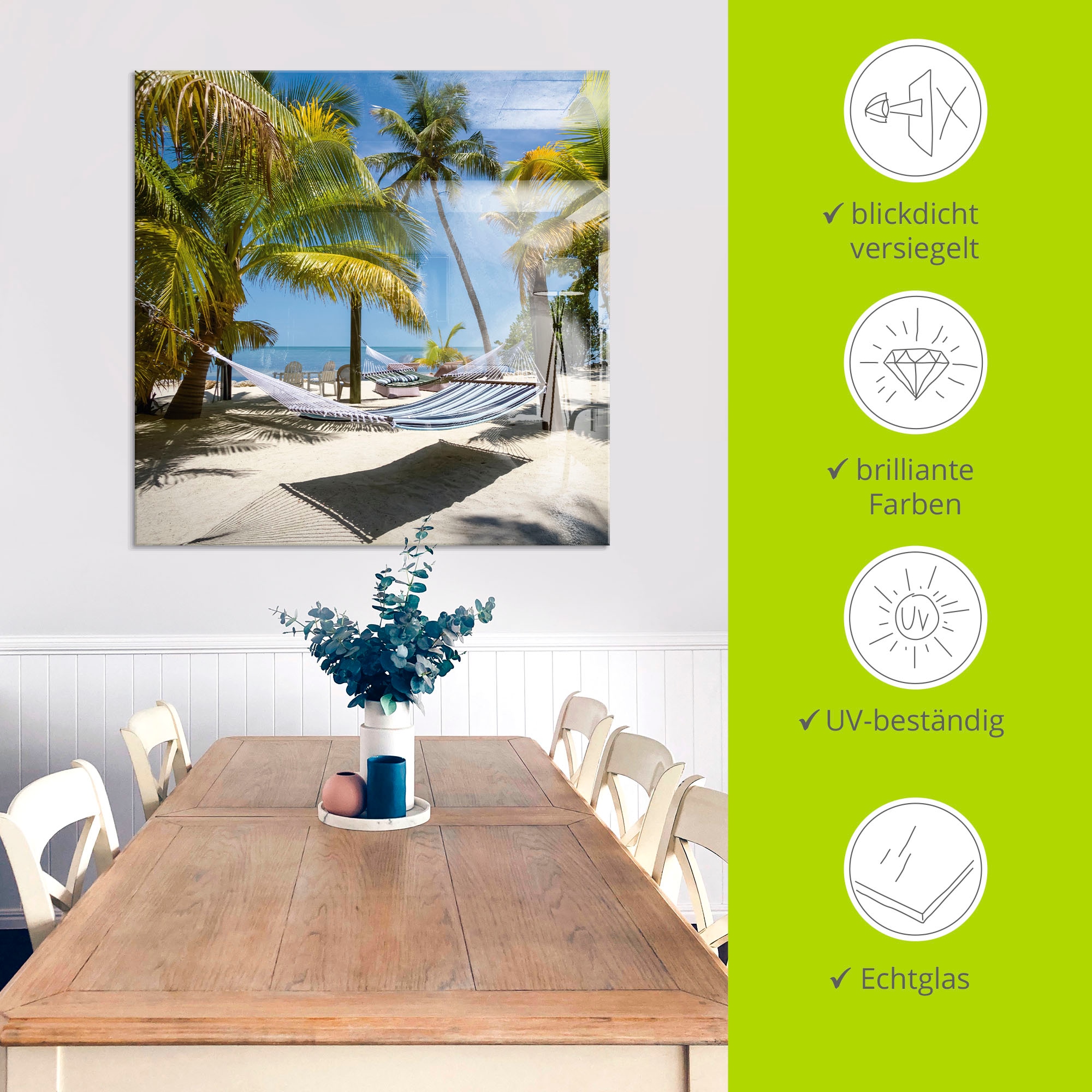 Artland Glasbild »Florida Keys Strandleben«, Strand, (1 St.), in verschiedenen Größen