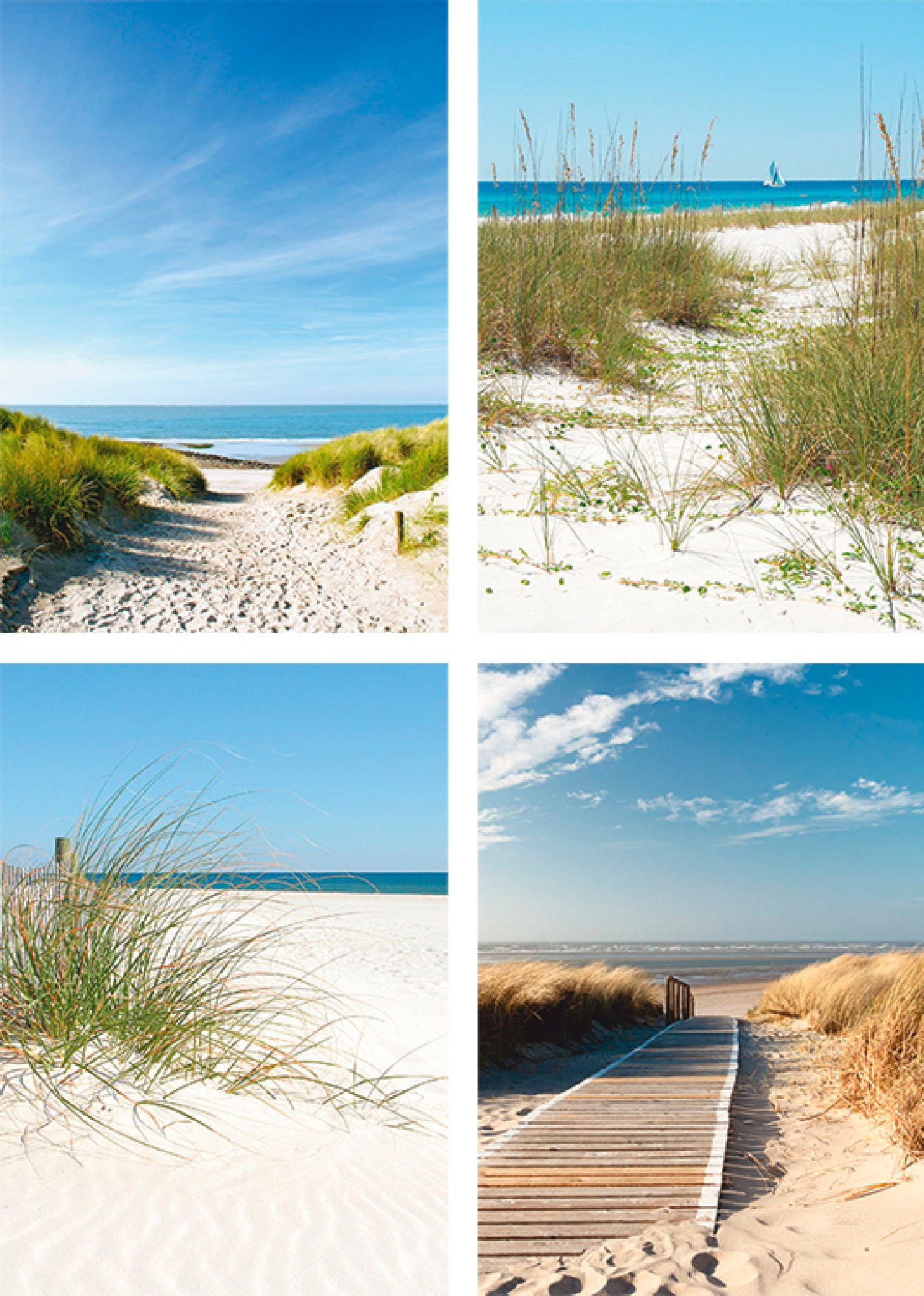 Wandbild, Raten Wandposter Bild, bestellen St.), und (4 Poster, auf Strand, »Strand Sanddünen«, Artland Poster