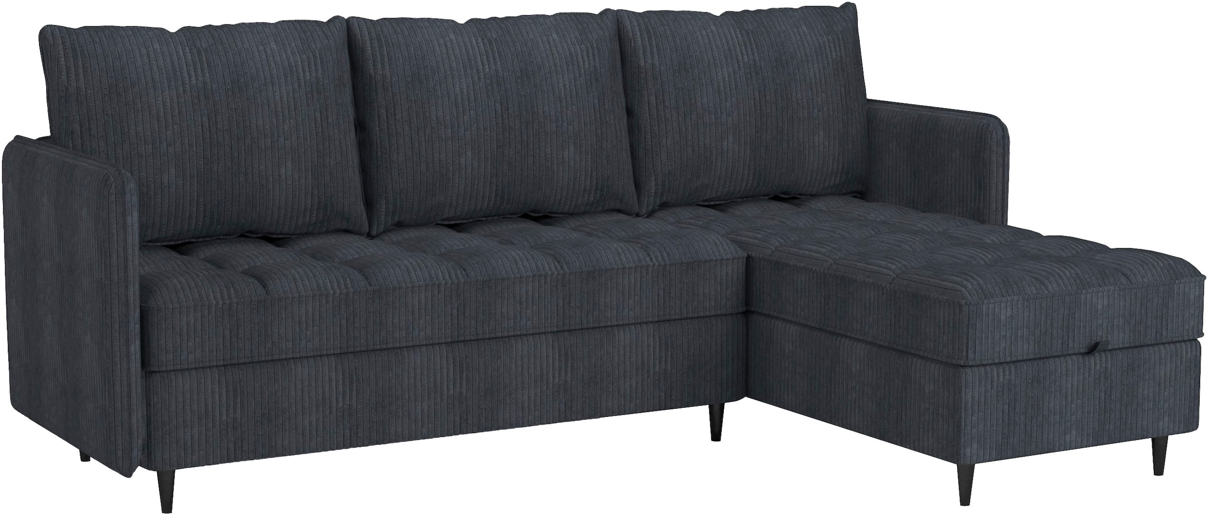 Dorel Home Ecksofa »LINDHUS, Sofa mit Hocker, 4 verschiedene Stellvarianten, L-Form«, Wohnlandschaft, mit Recamiere, großer Bettkasten, Cord, Chenille
