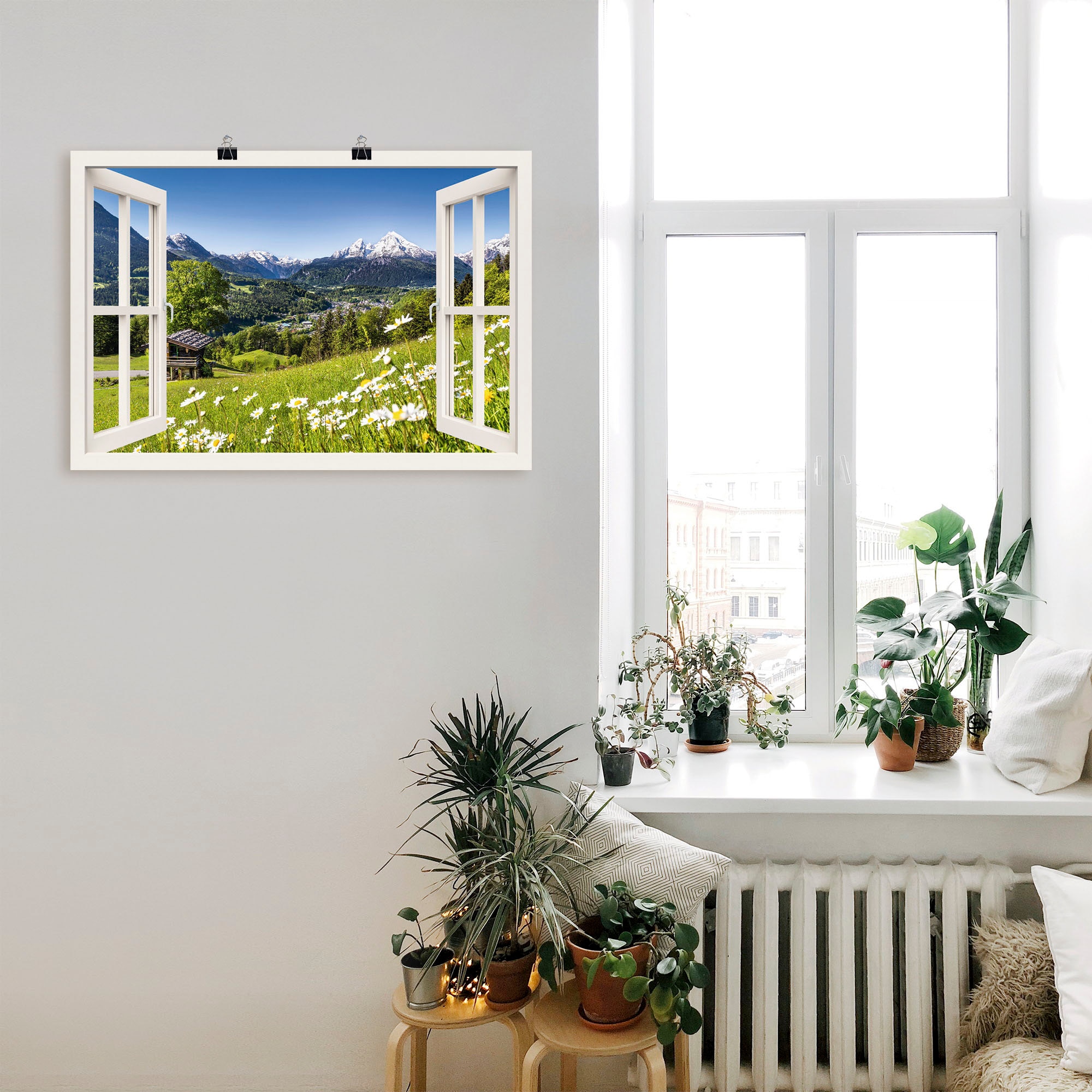 Artland Wandbild »Fensterblick Bayerischen Alpen«, Berge, (1 St.), als Alub günstig online kaufen