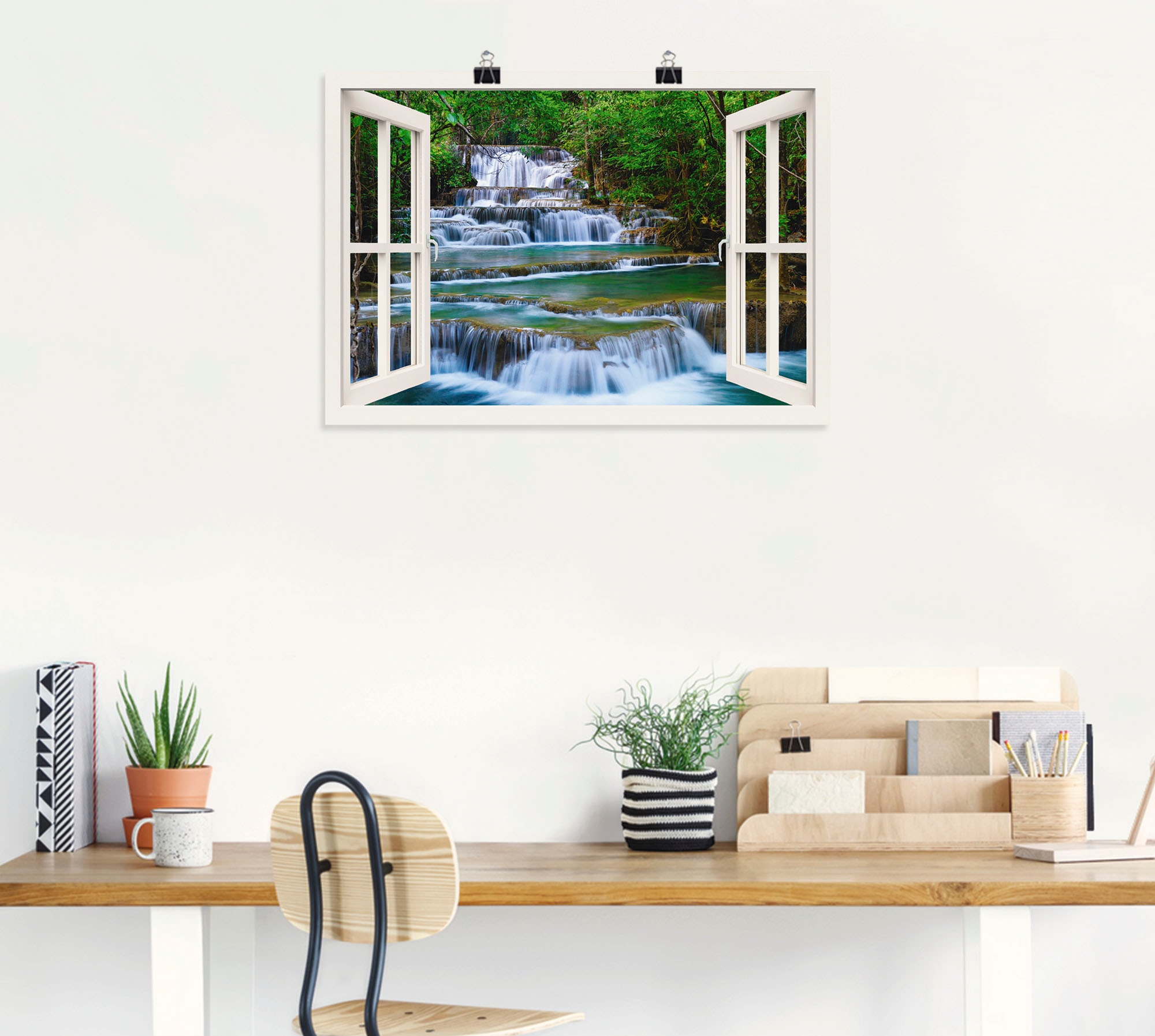 Artland Wandbild »Fensterblick Wasserfall in Kanchanaburi«, Fensterblick, (1 St.), als Leinwandbild, Poster, Wandaufkleber in verschied. Größen