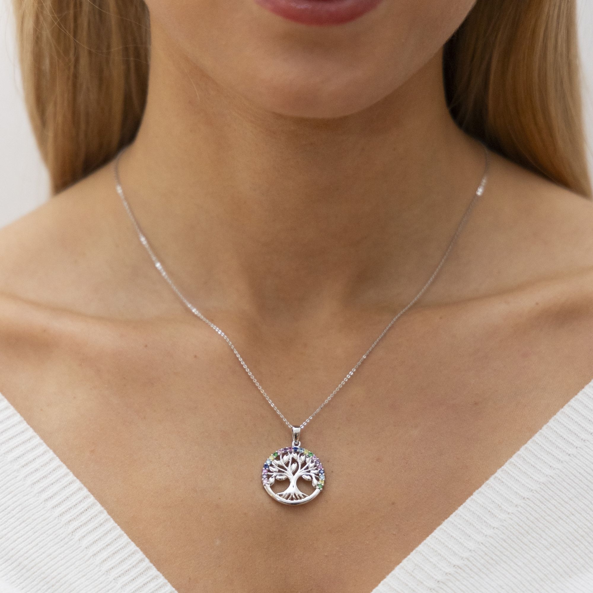 Zeeme Kette mit Anhänger »Silber 925 rhodiniert mit Lebensbaum-Motiv und Zirkonia-Steinen«
