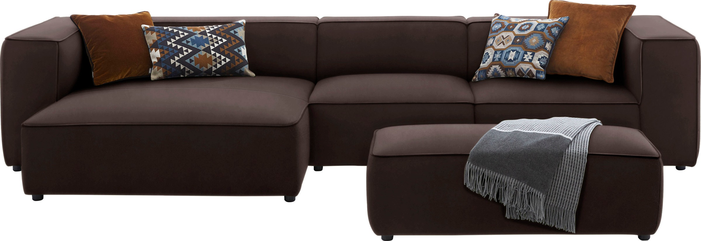 W.SCHILLIG Ecksofa »around-the-block«, mit eleganter Biese, mit Federkern, Breite 341 cm