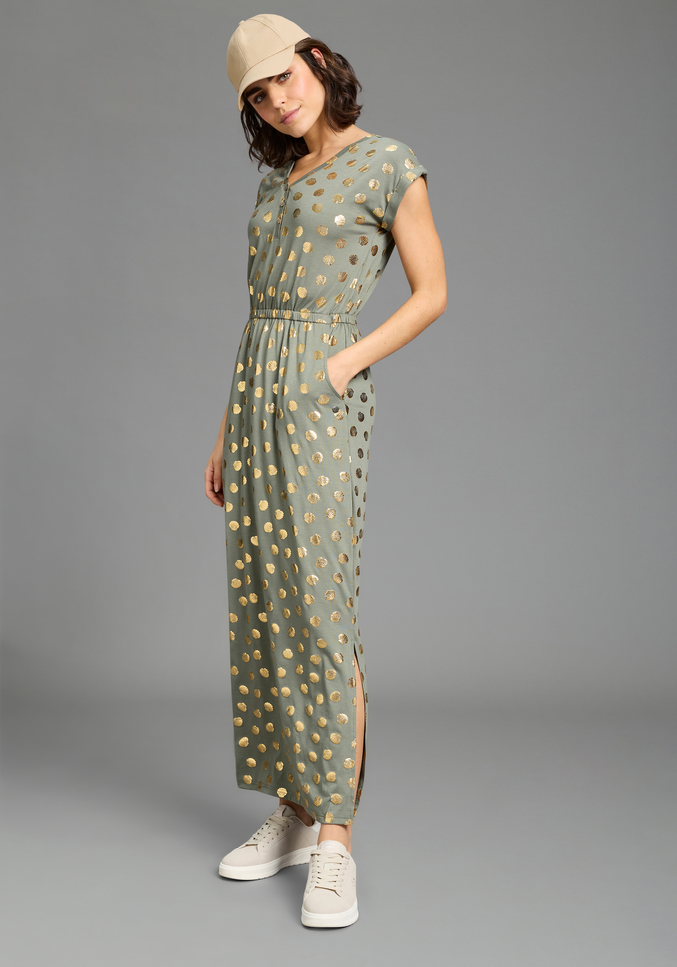 KangaROOS Maxikleid Eingrifftaschen knöchellang, für Casualmode und Streetwear, aus elastischem Material