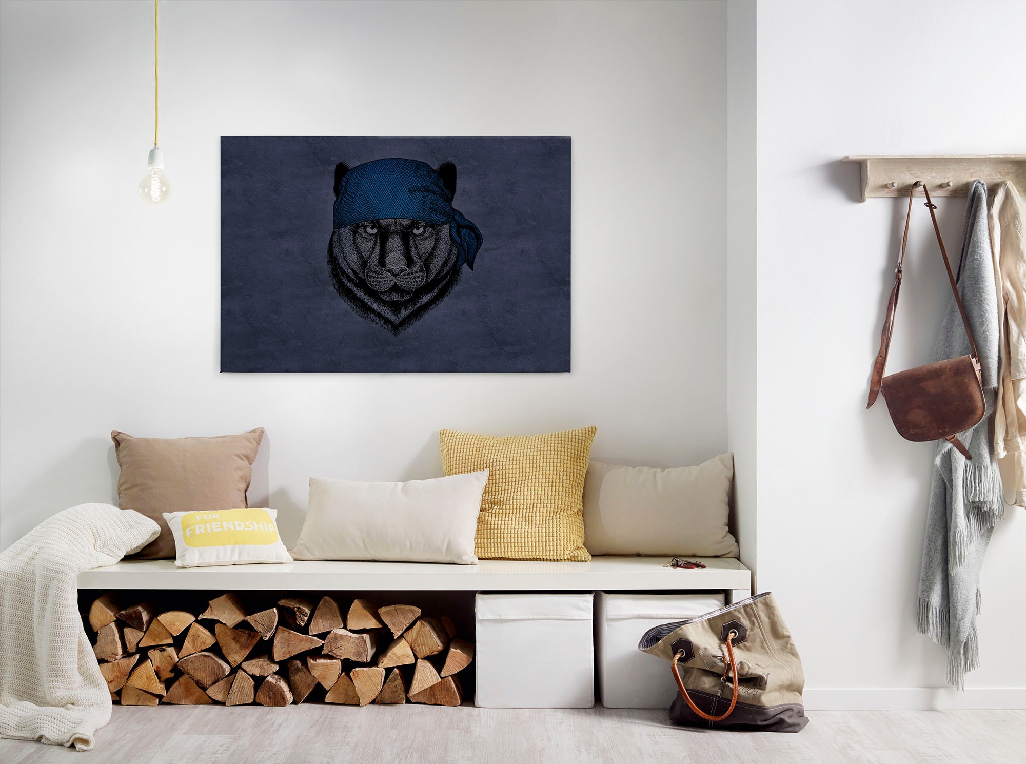 Bricoflor Leinwand Bild Panther Gezeichnet Blaues Wandbild Mit Tier Motiv F günstig online kaufen