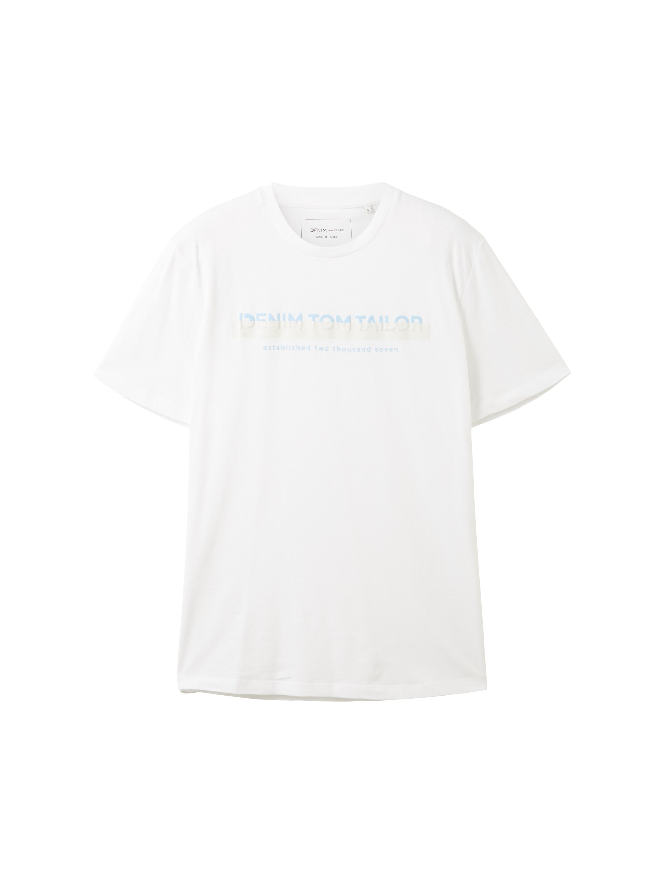 TOM TAILOR Denim Rundhalsshirt mit Logofrontprint