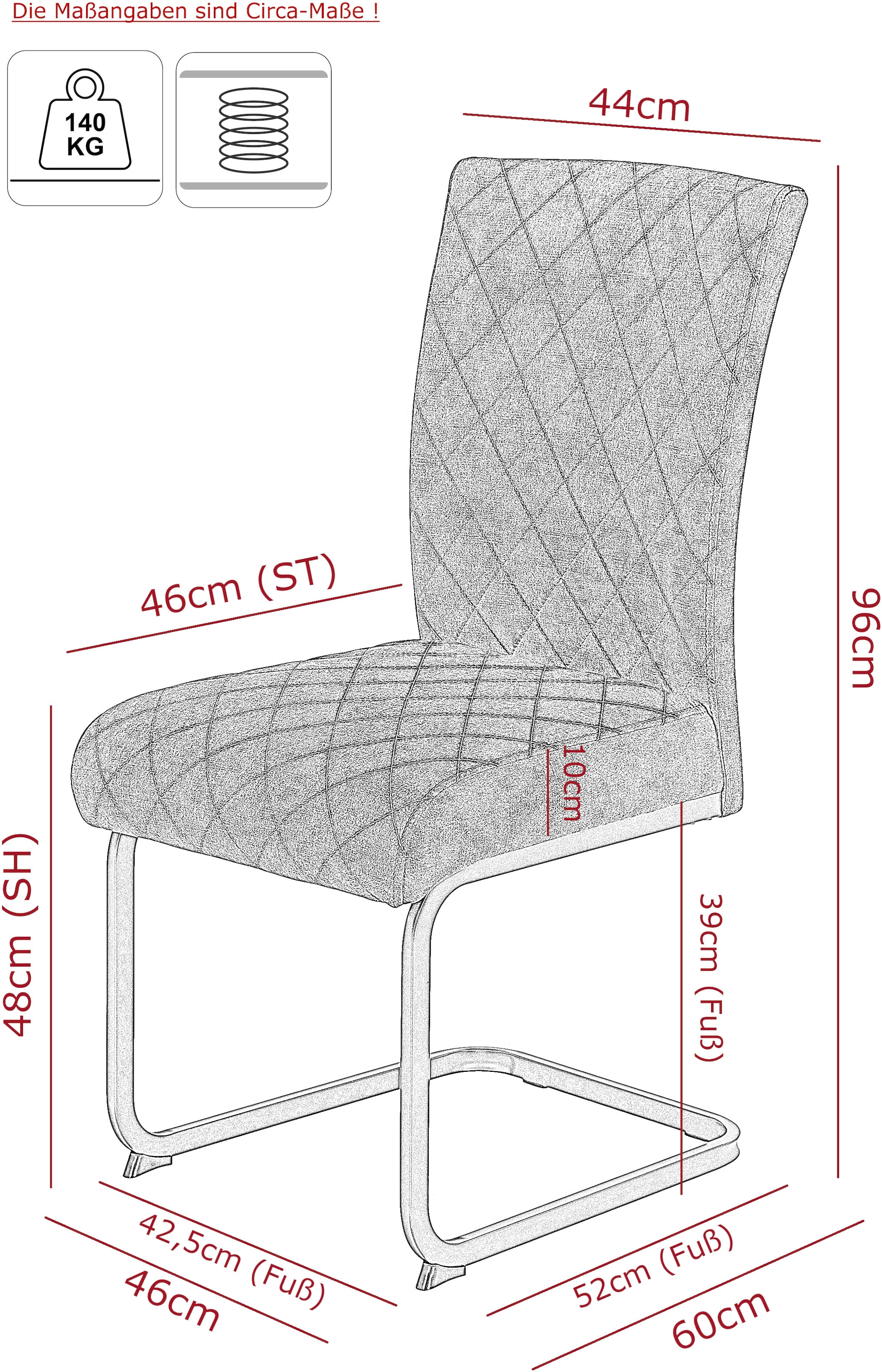 OTTO home Freischwinger »LINA« (Set) 2 Stk.Komfortsitz mit Federkern