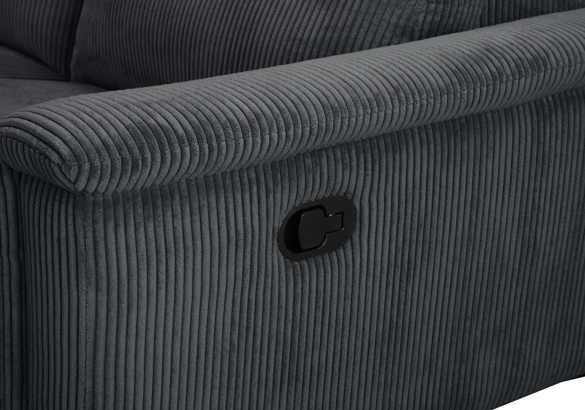 Places of Style Ecksofa »Lund in Cord, L-Form, 261 cm, manuelle und elektr. Relaxfunktion,«, USB-A und Kopfteilverstellung